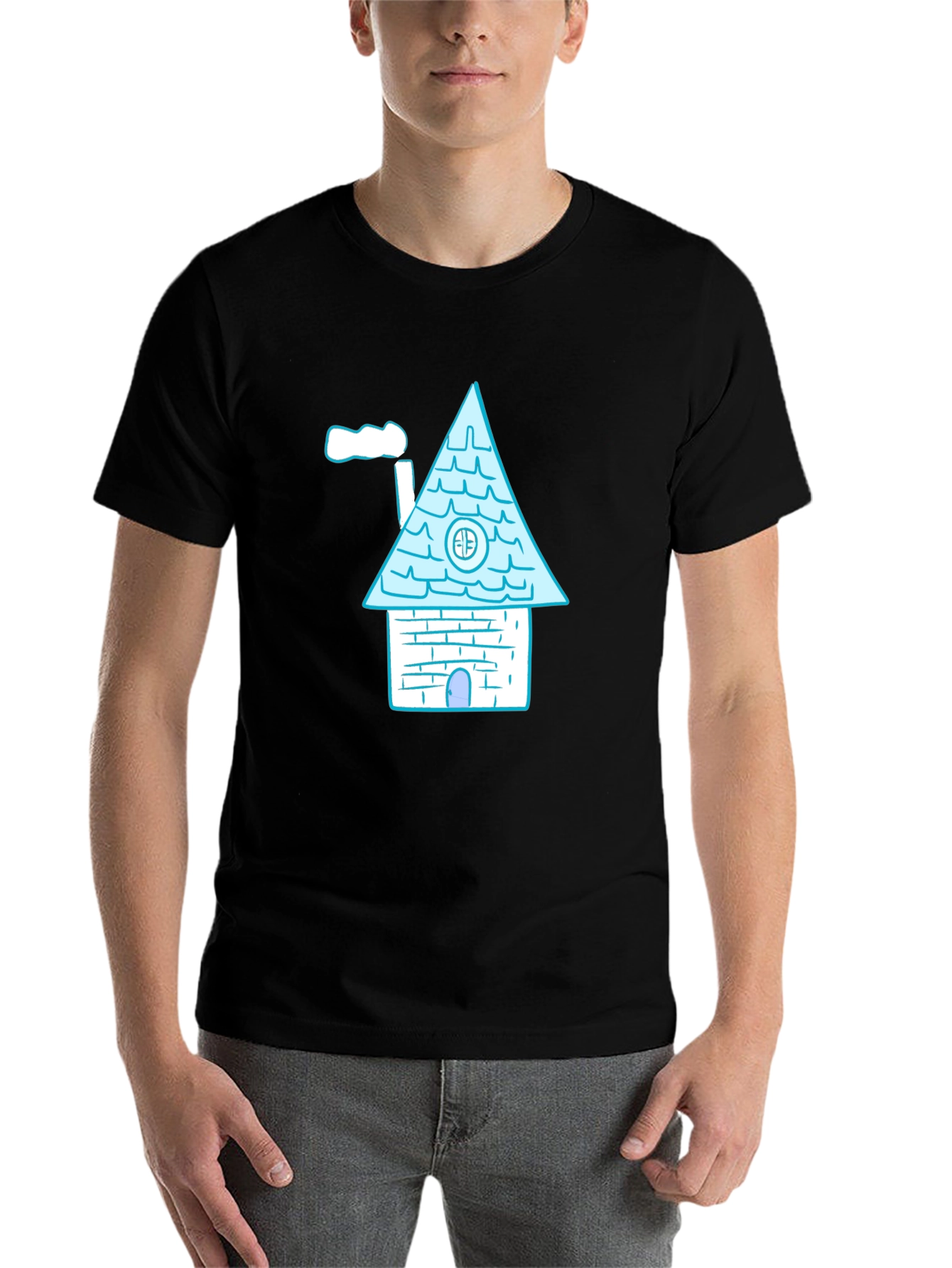 Black Whimsical House Graphic Tee - Black view 7