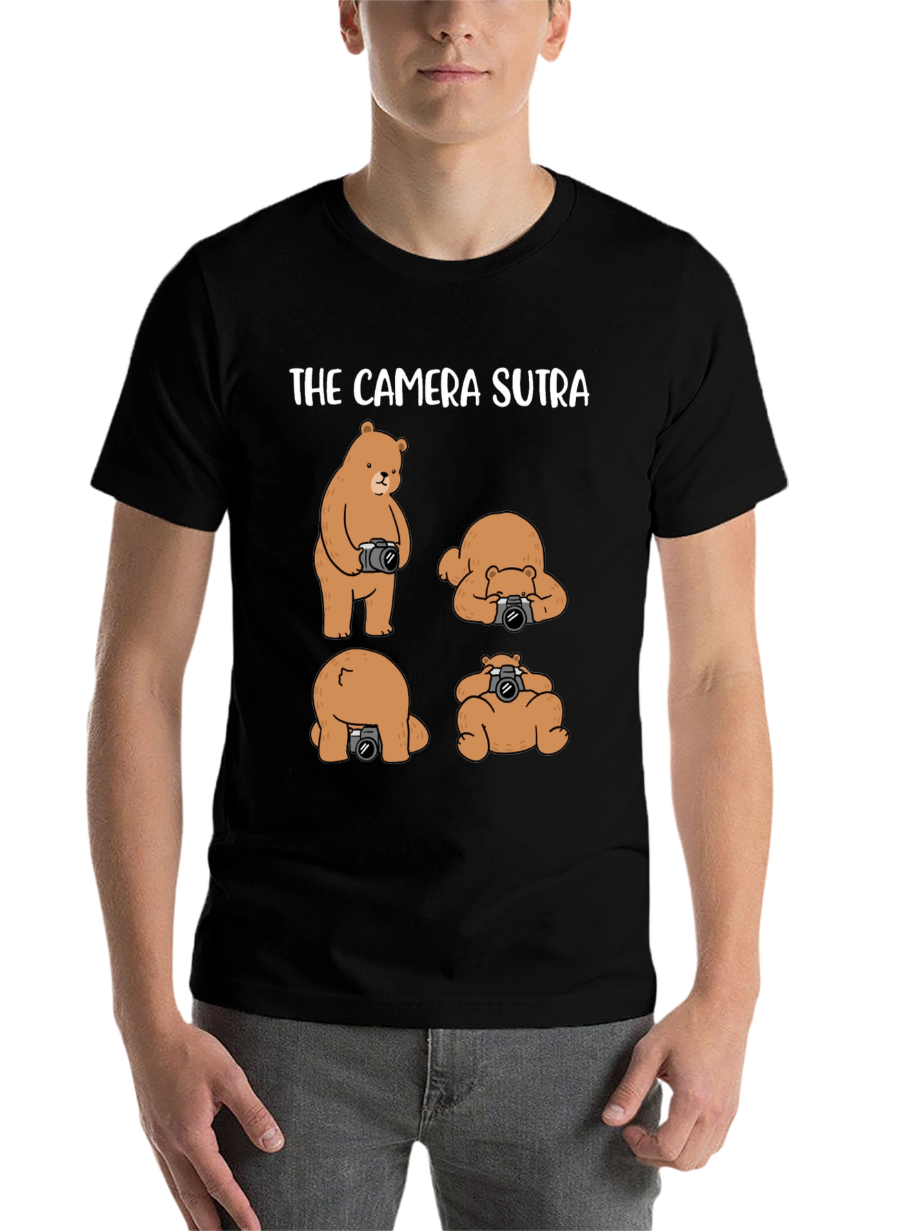 Black The Camera Sutra T-Shirt: Bear Photography Humor view 7