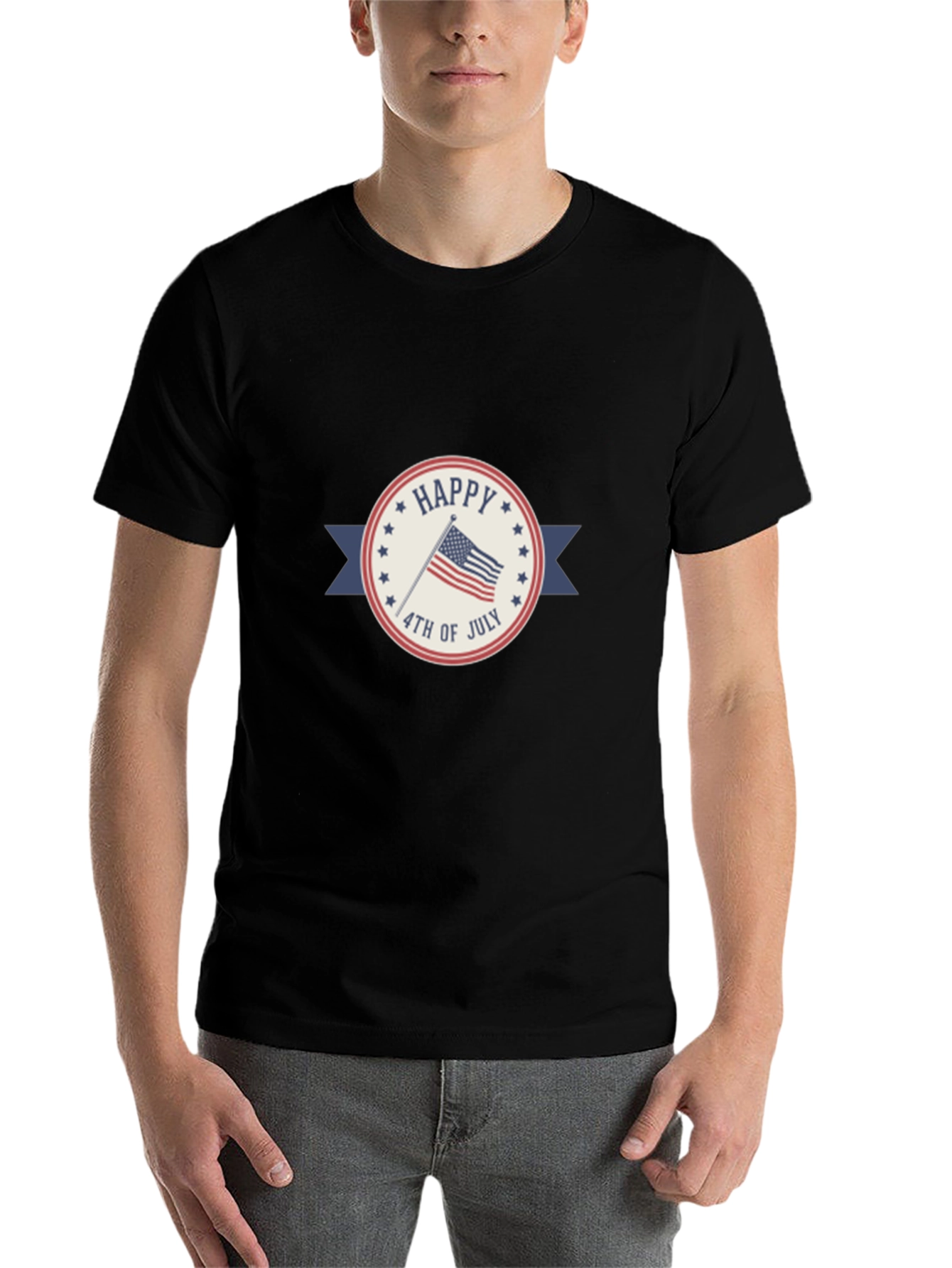 Black Happy 4th of July Patriotic T-Shirt view 7