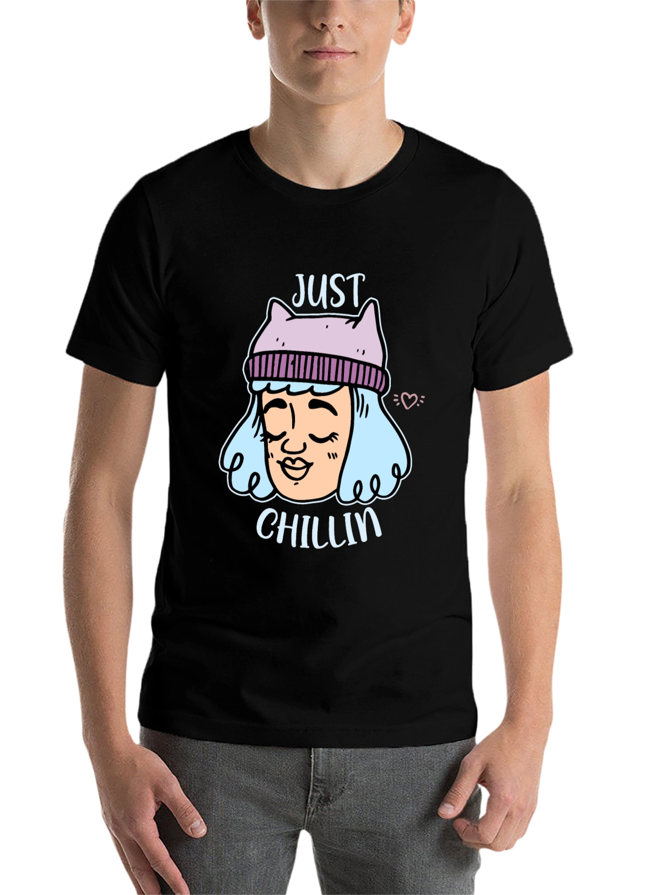 Black Just Chillin' Graphic Tee - Relaxed Fit Black T-Shirt view 7