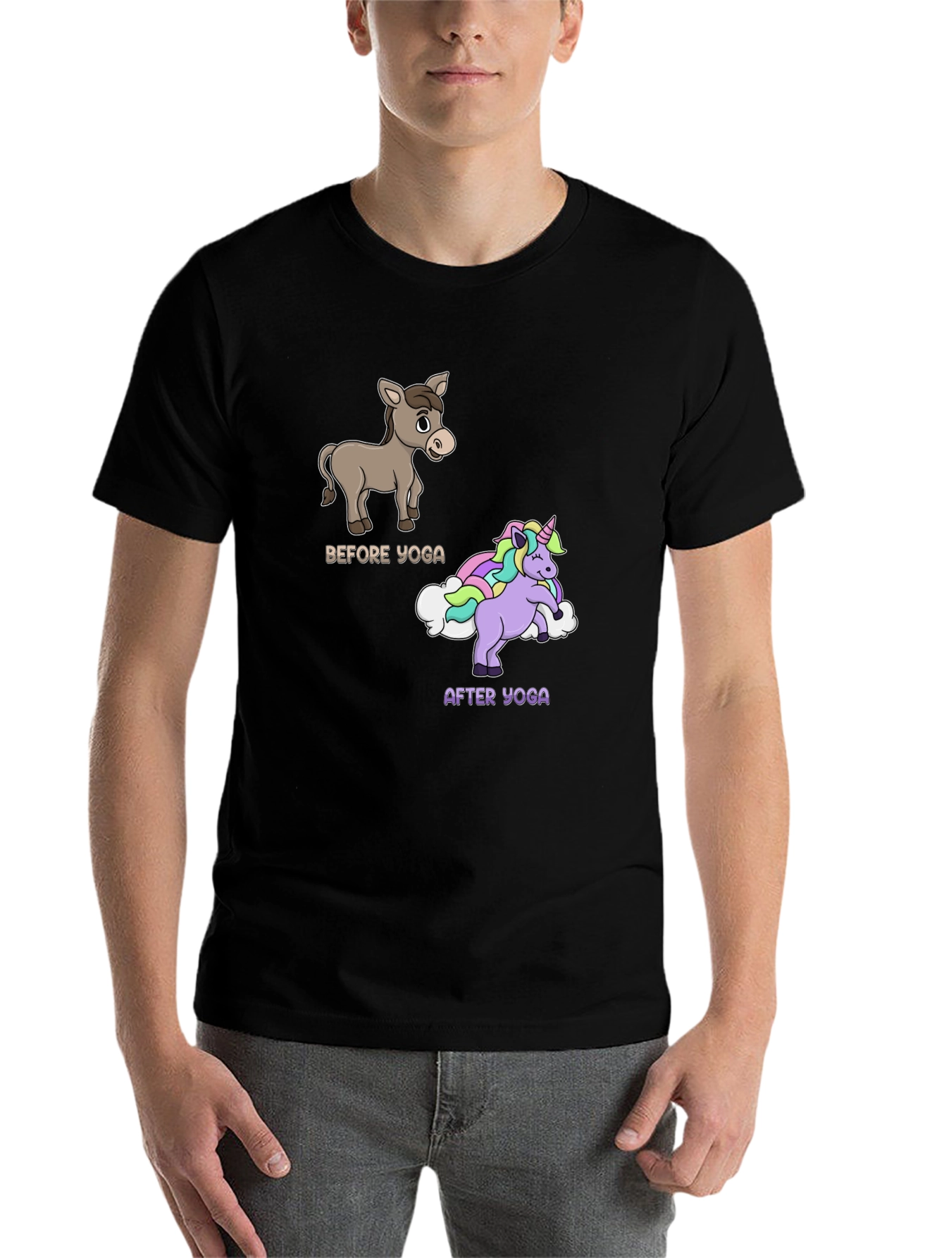 Black Yoga Donkey to Unicorn T-Shirt view 7