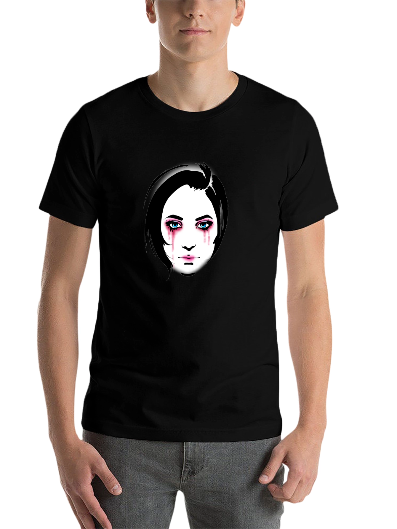 Black Emotional Portrait Graphic Black T-Shirt view 7