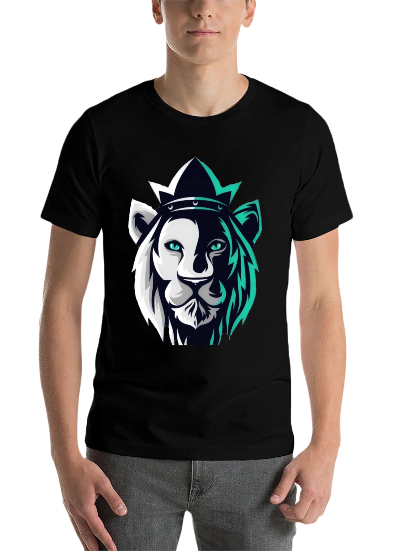 Black Lion King Graphic Tee - Modern Black T-Shirt view 7