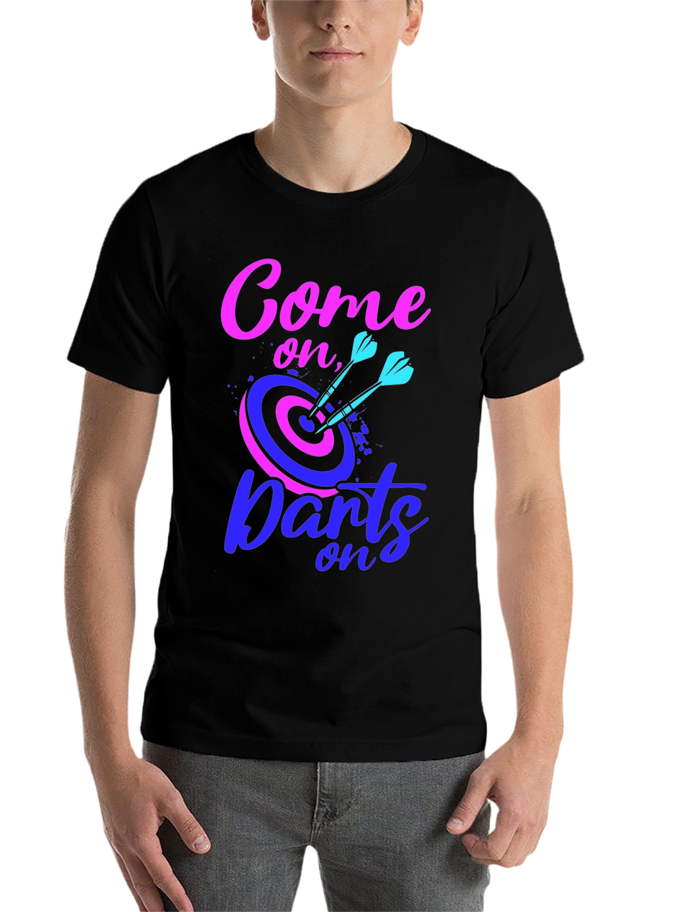 Black Come On Darts Graphic T-Shirt view 7