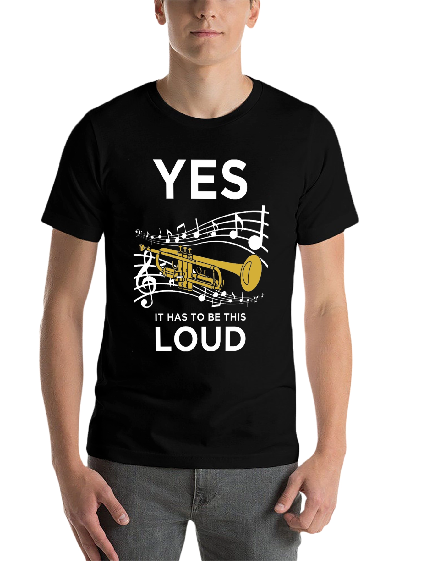 Black Funny Trumpet Musician Loud Music T-Shirt view 7