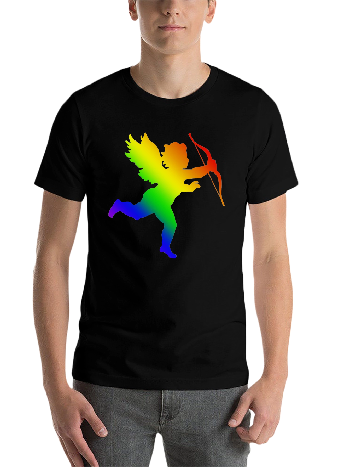 Black Rainbow Cupid Graphic Tee - Black view 7