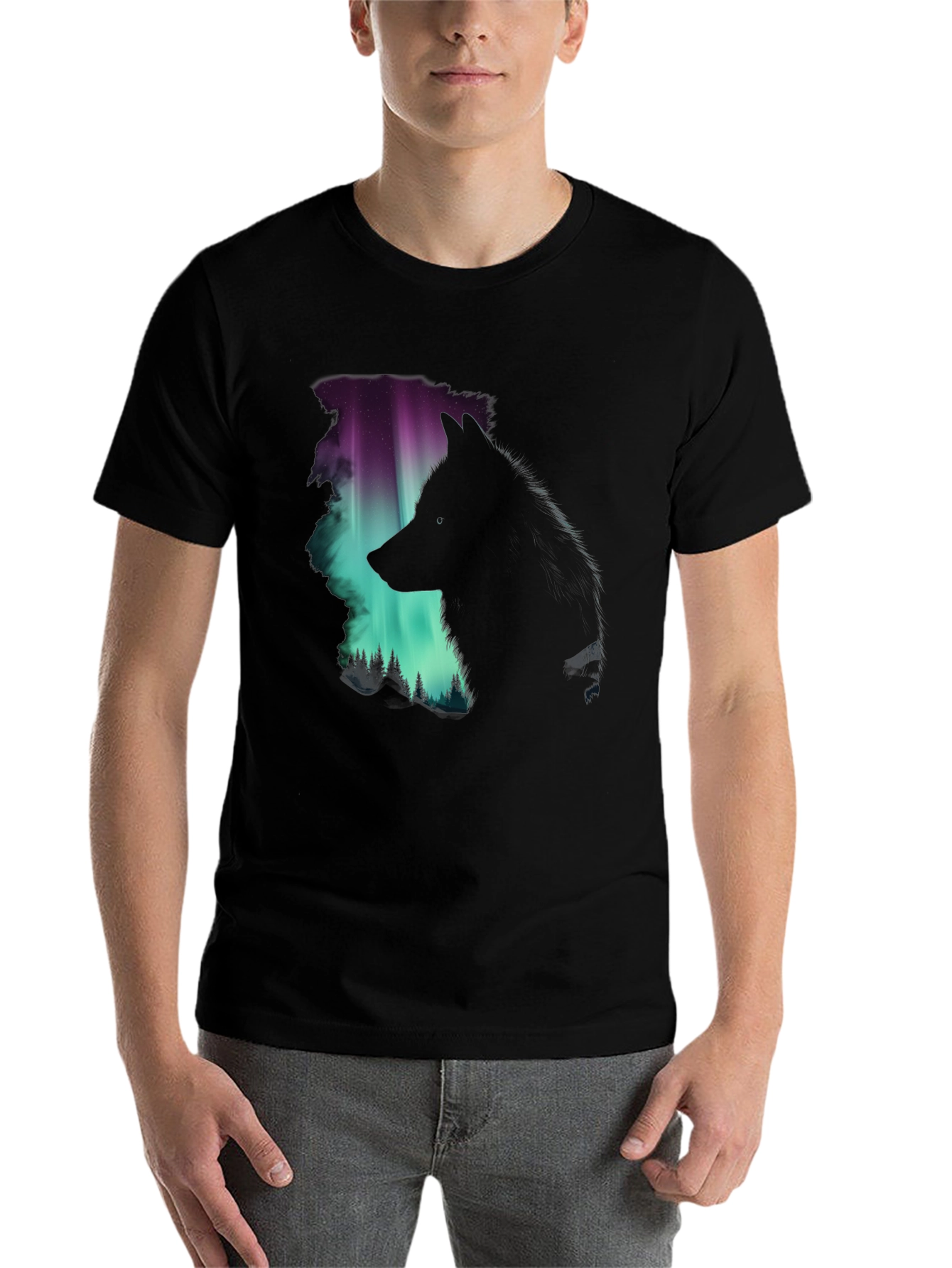 Wolf Aurora Graphic Tee - Nature's Embrace - 7