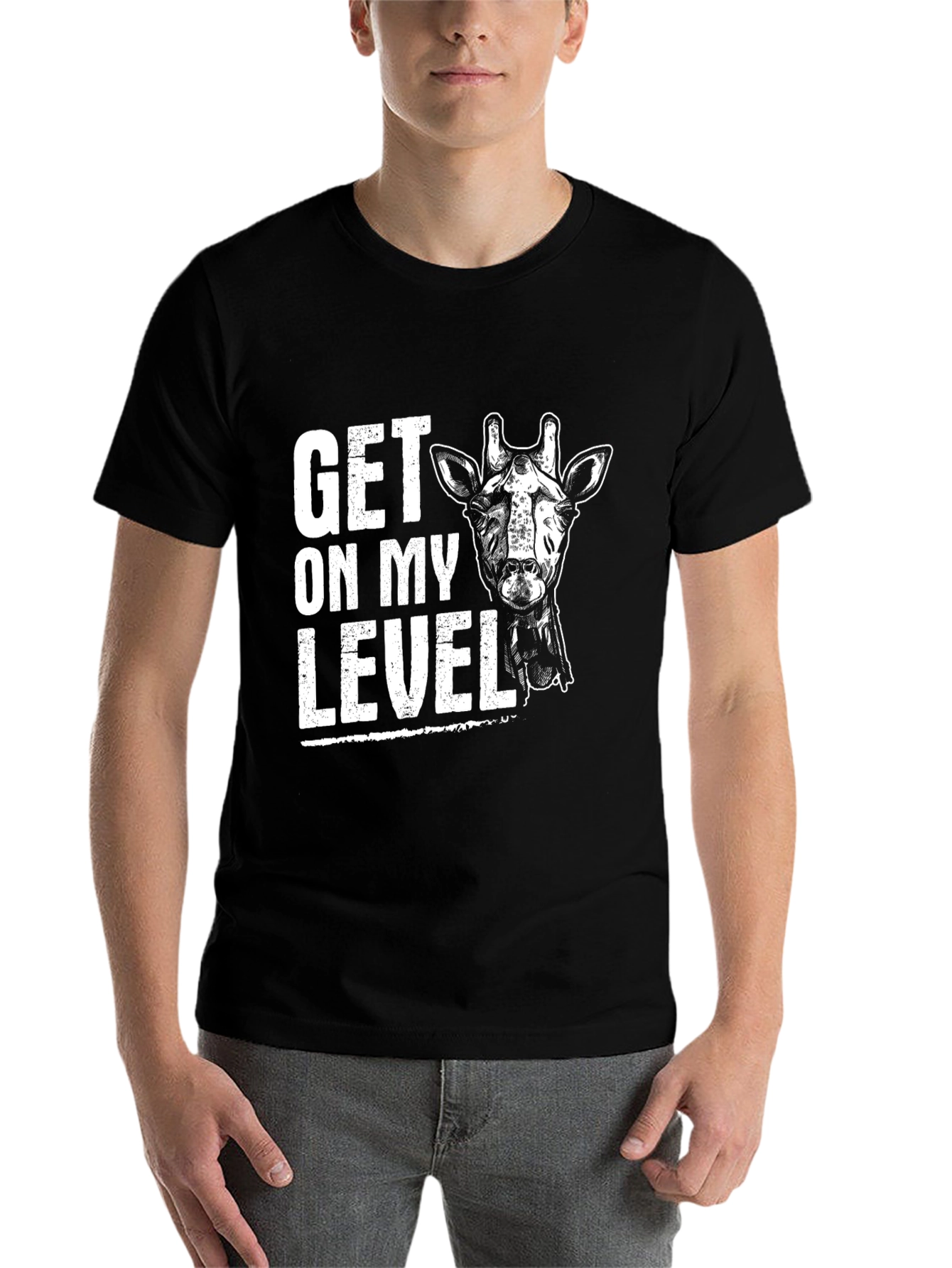 Black Get On My Level Giraffe Graphic Tee - Black view 7