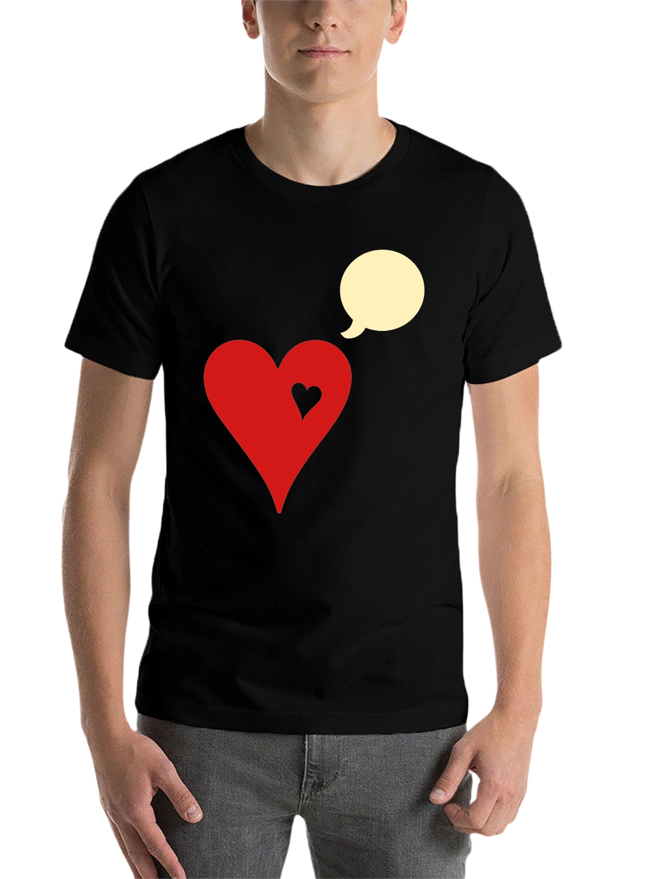 Black Heart & Bubble Graphic Tee - Black Cotton Blend view 7