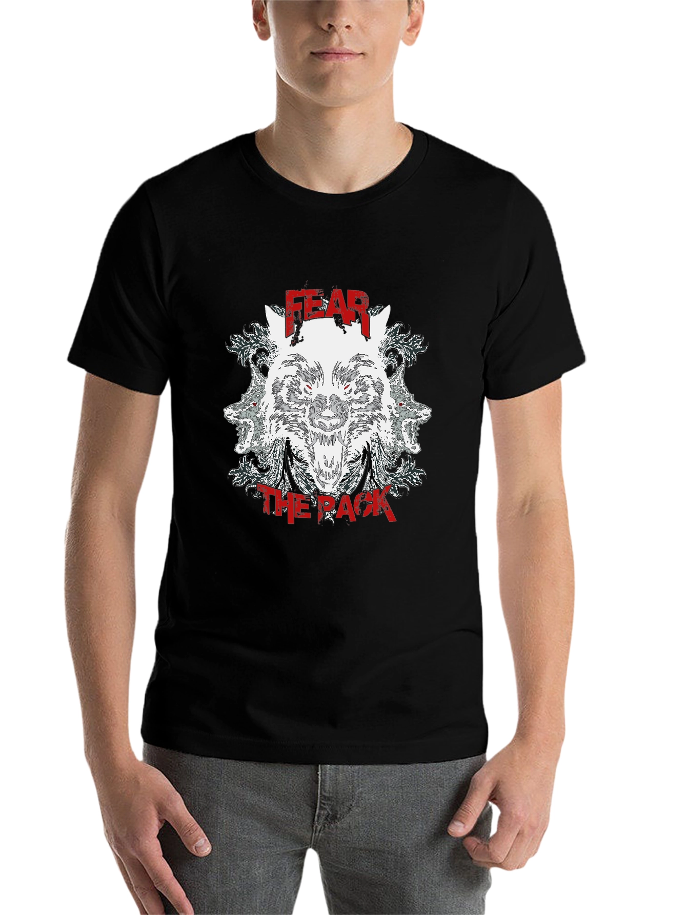Black Fear The Pack Wolf Graphic T-Shirt view 7