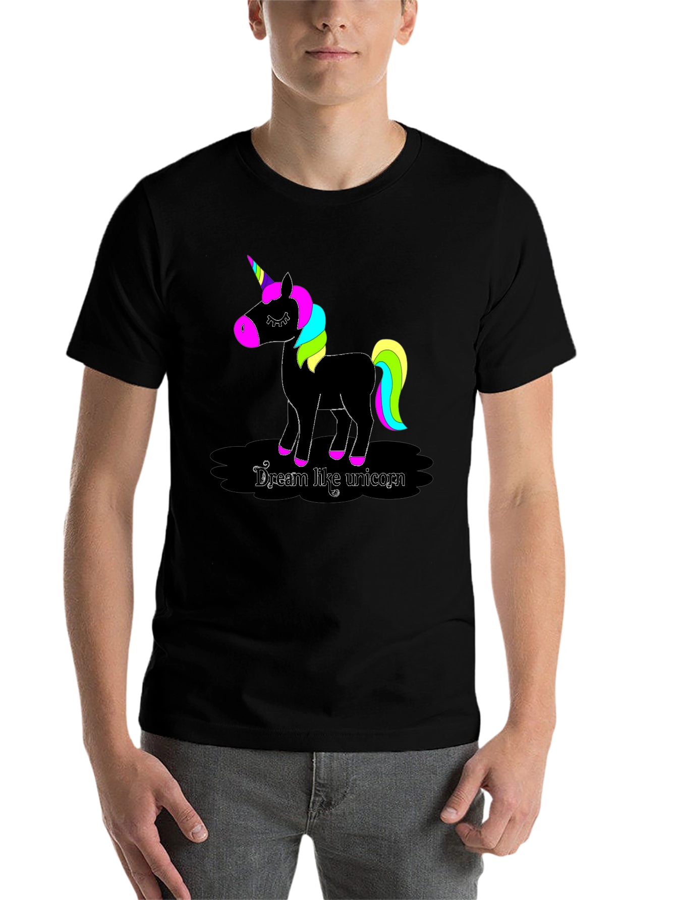 Black Dream Like Unicorn Black T-Shirt view 7