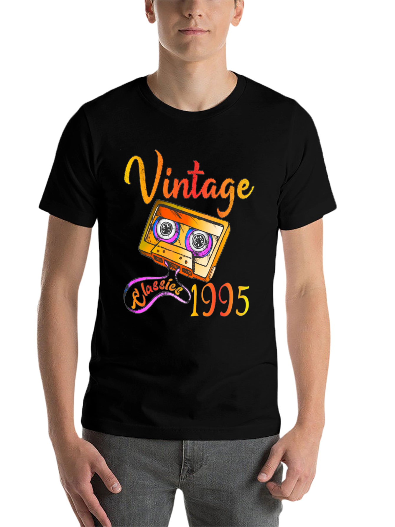 Black Vintage 1995 Cassette Tape T-Shirt - Retro Classics view 7