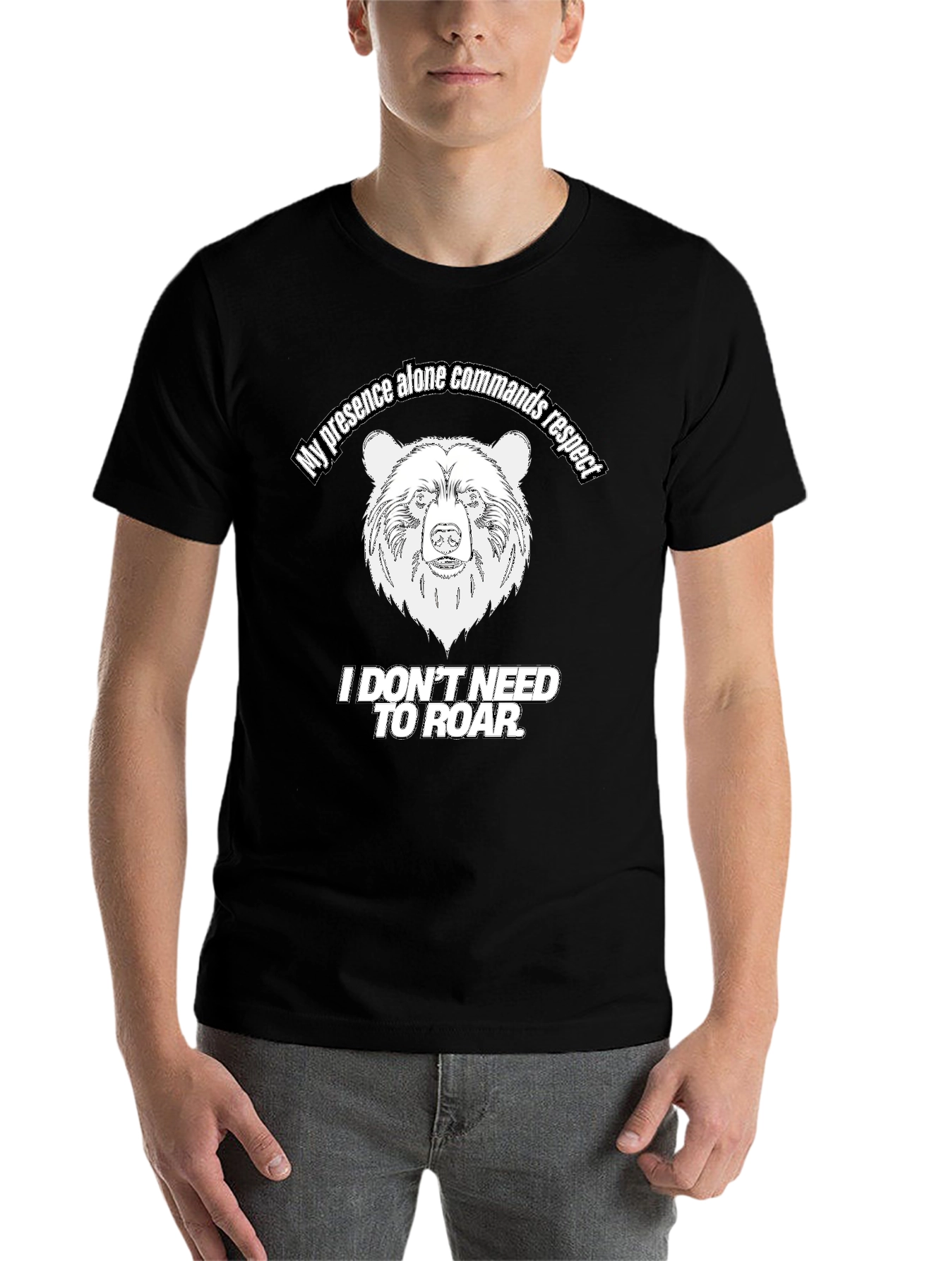 Black My Presence Alone Commands Respect Bear T-Shirt view 7