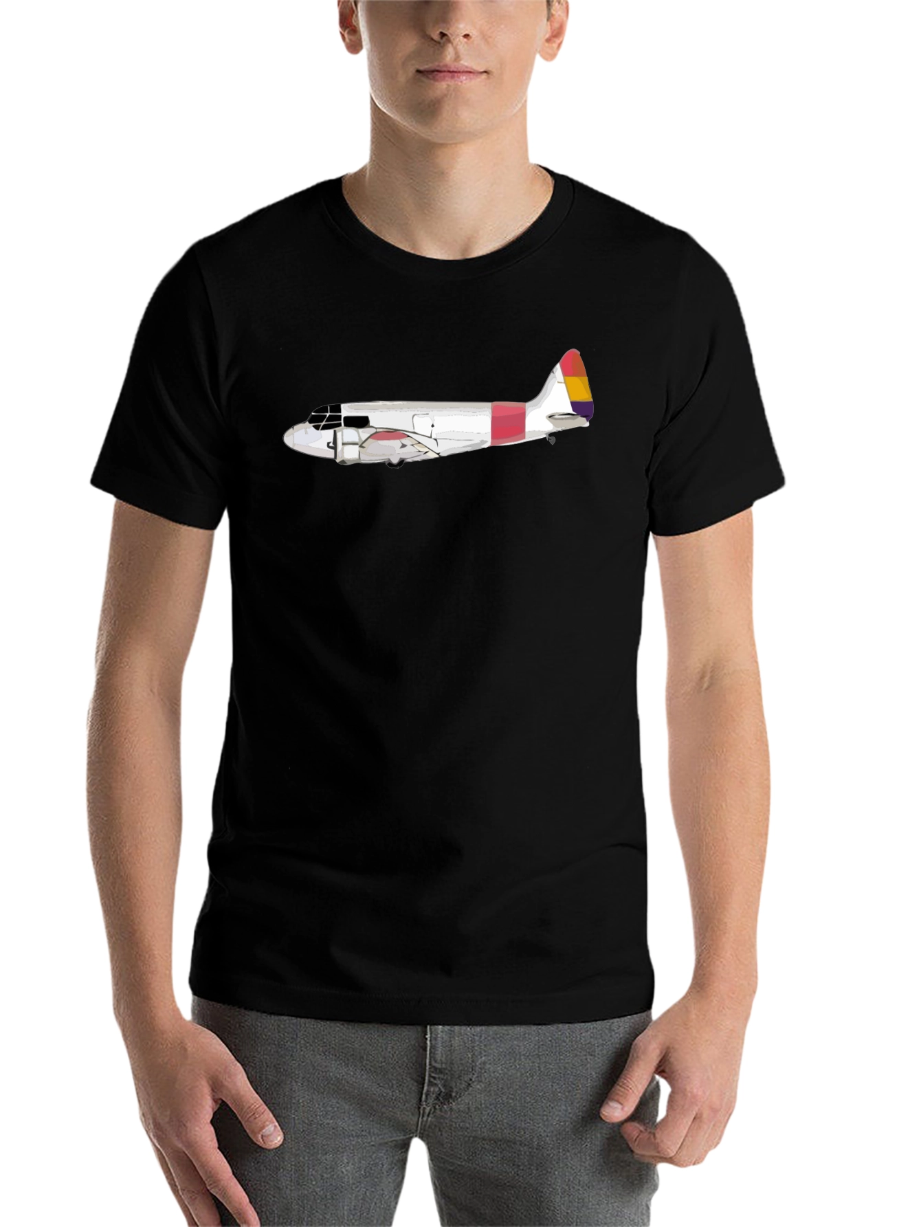 Black Vintage Airplane Graphic Tee - Stylish & Unique view 7