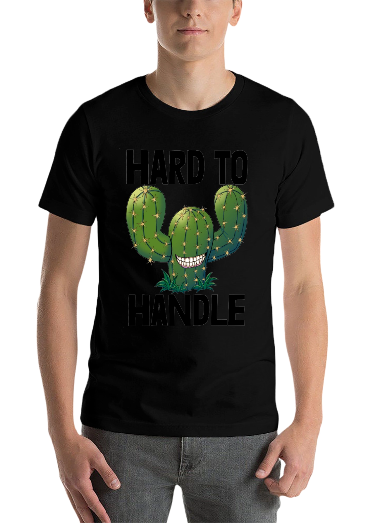 Black Hard to Handle Cactus T-Shirt - Funny Graphic Tee view 7