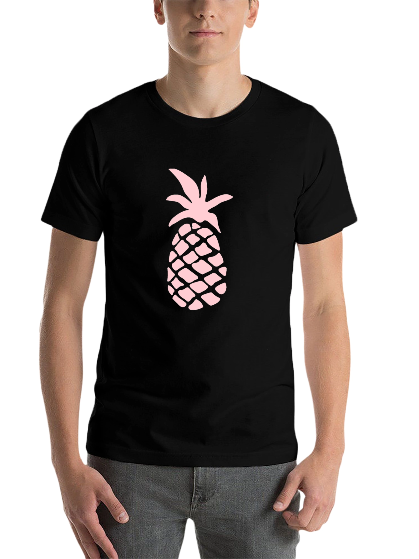 Black Pineapple Print Black T-Shirt - Tropical Summer Style view 7