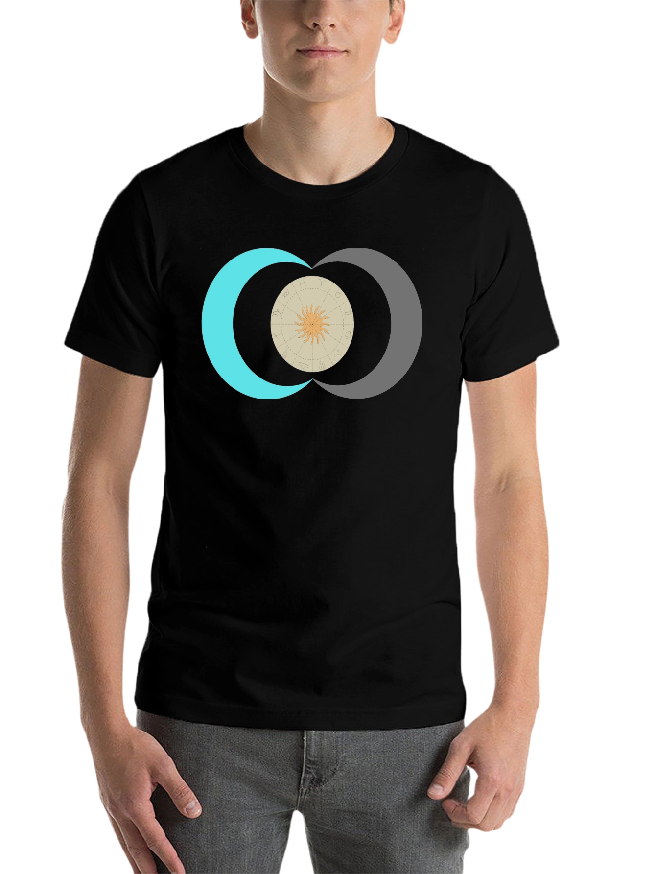 Black Celestial Sun & Moon Graphic Tee - Black view 7