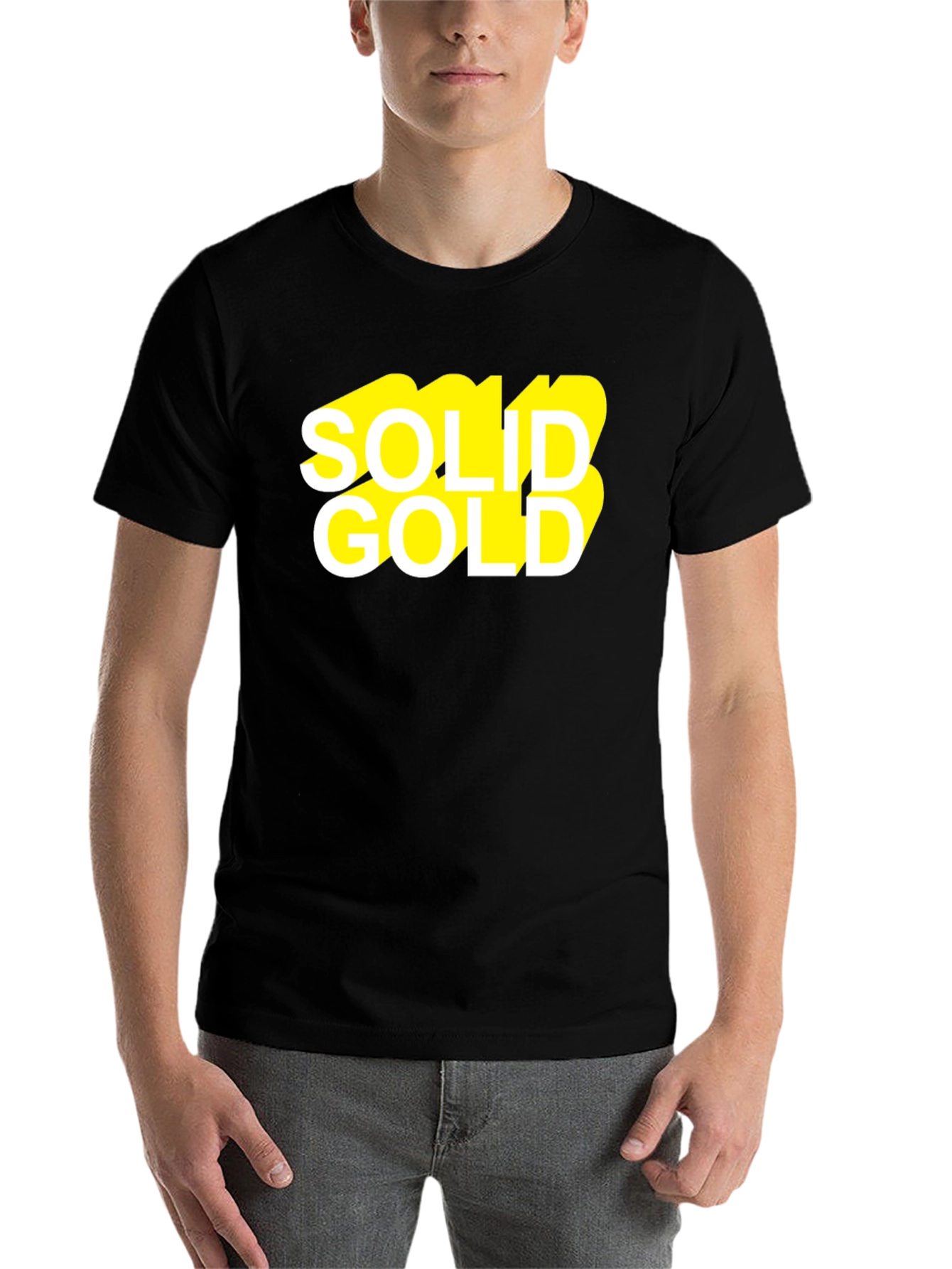 Black Solid Gold Graphic Black T-Shirt view 7