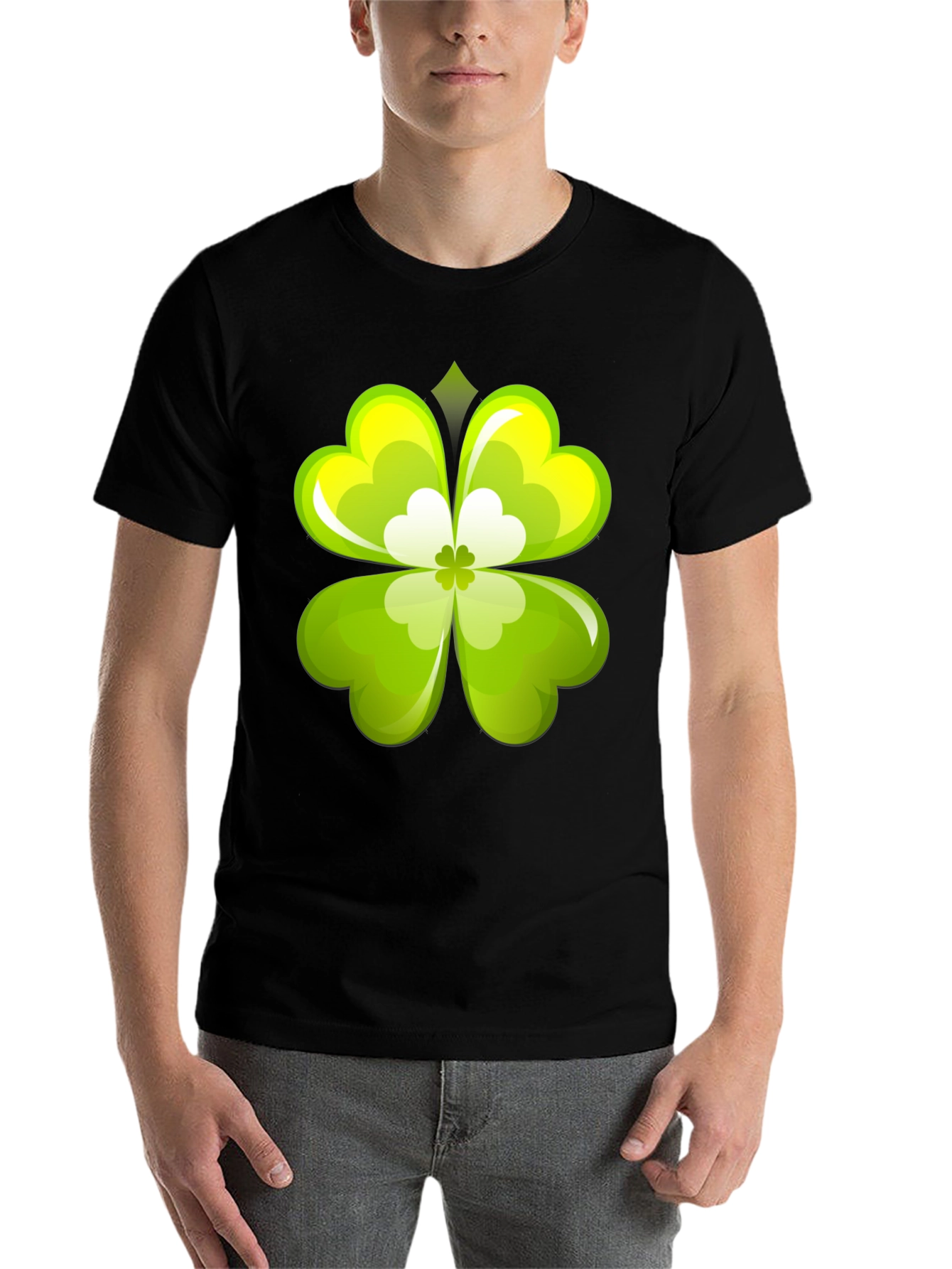 Black Lucky Clover Graphic Tee - Black view 7