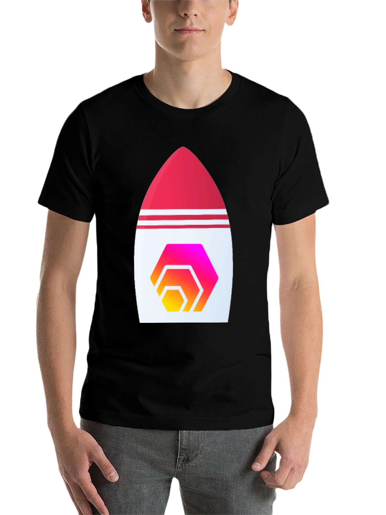Black Hex Crypto Rocket T-Shirt - Black Cotton Blend view 7