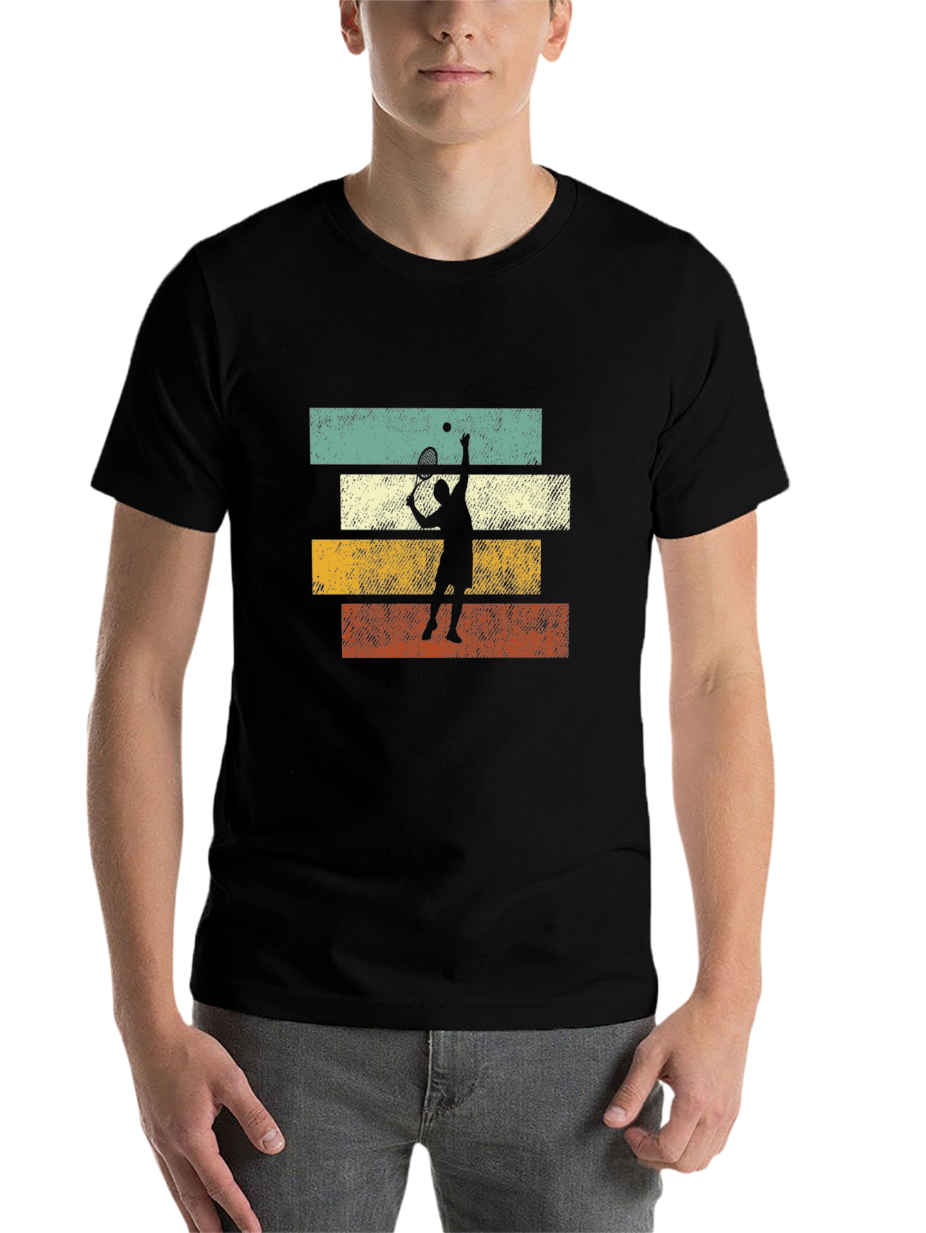 Black Vintage Tennis Player Graphic Tee view 7