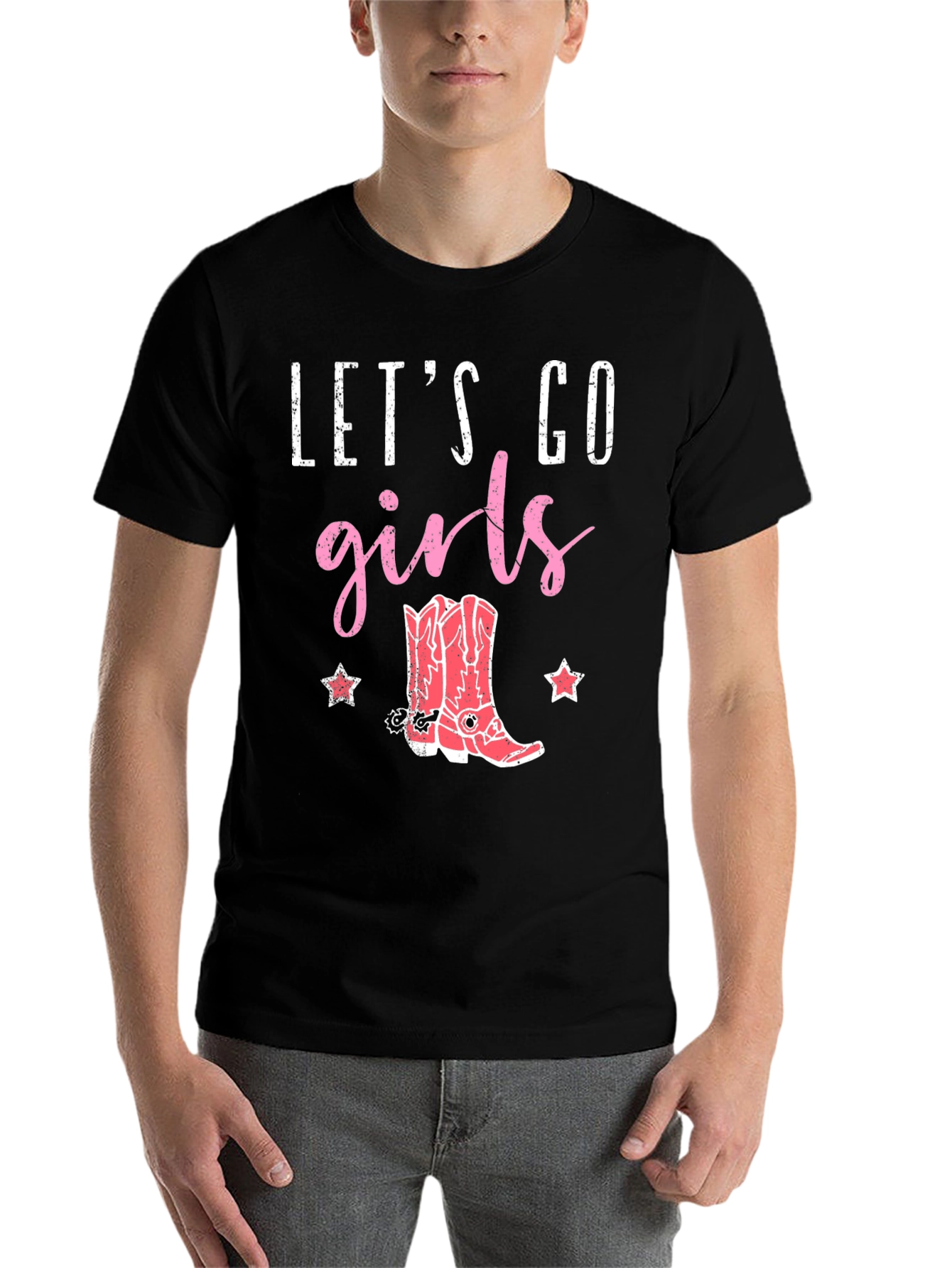 Black Let's Go Girls Cowboy Boot Graphic Tee view 7