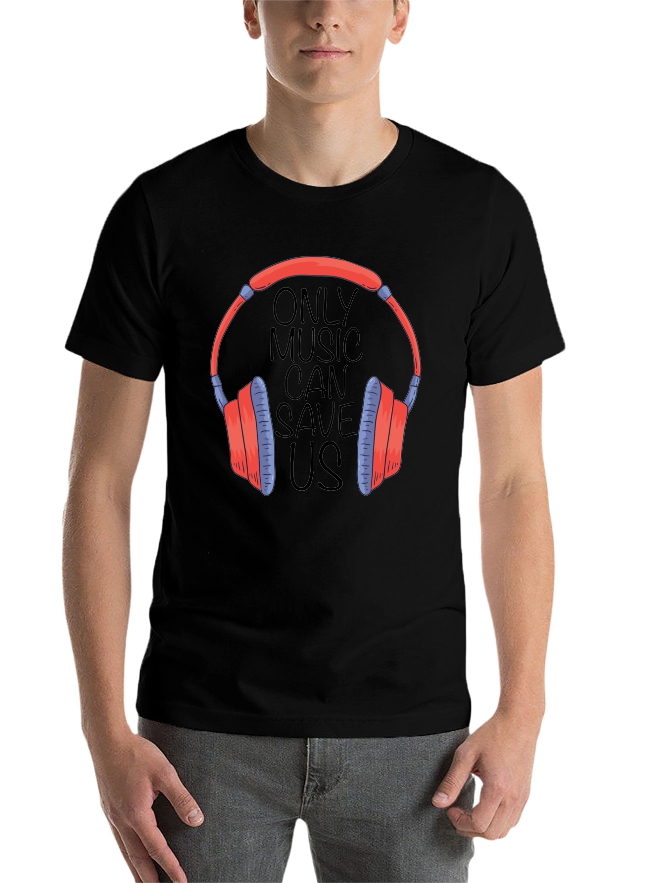 Black Music Lover T-Shirt: Headphones Graphic Tee view 7