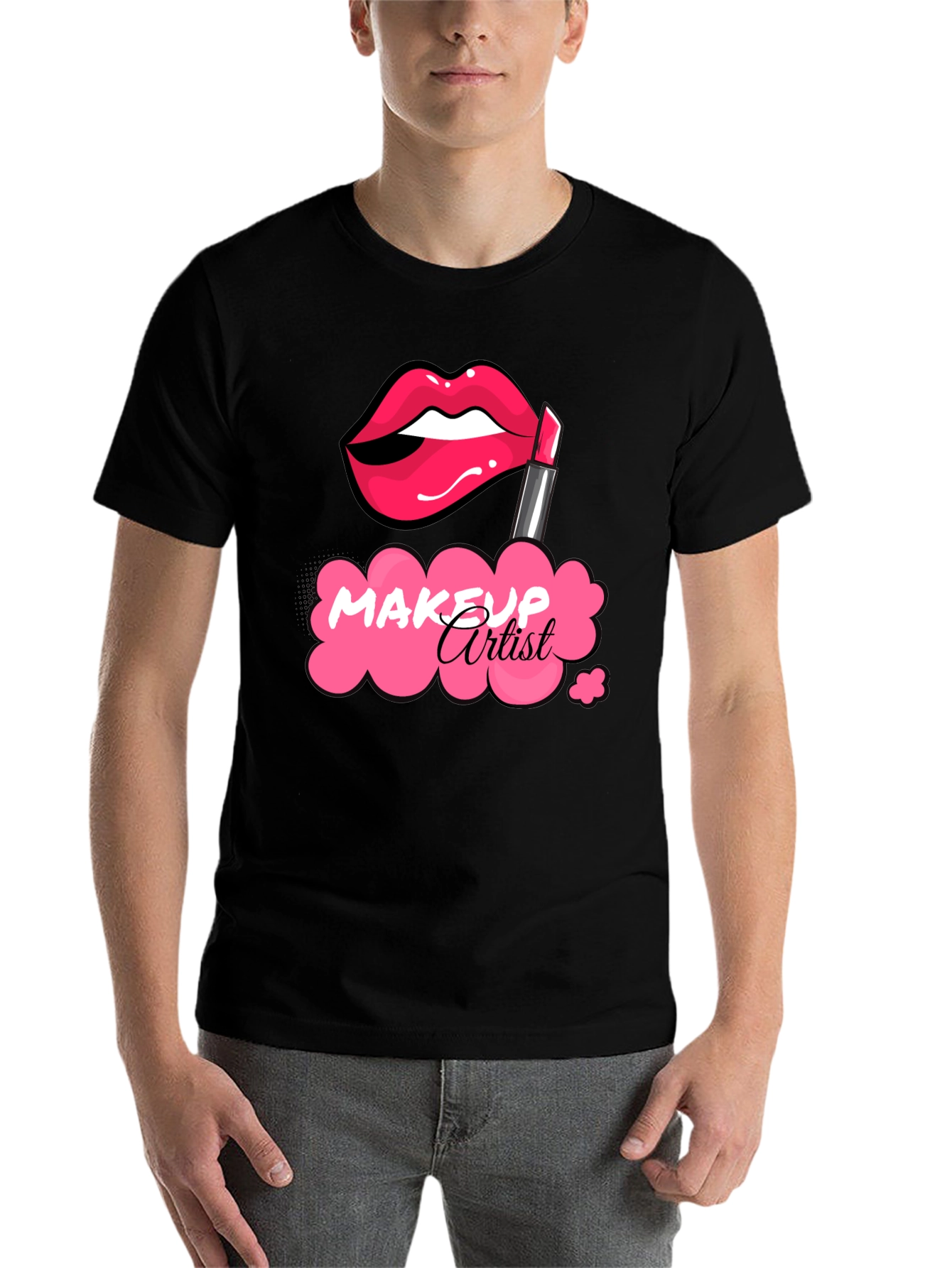 Black Makeup Artist T-Shirt - Lipstick Graphic Tee view 7