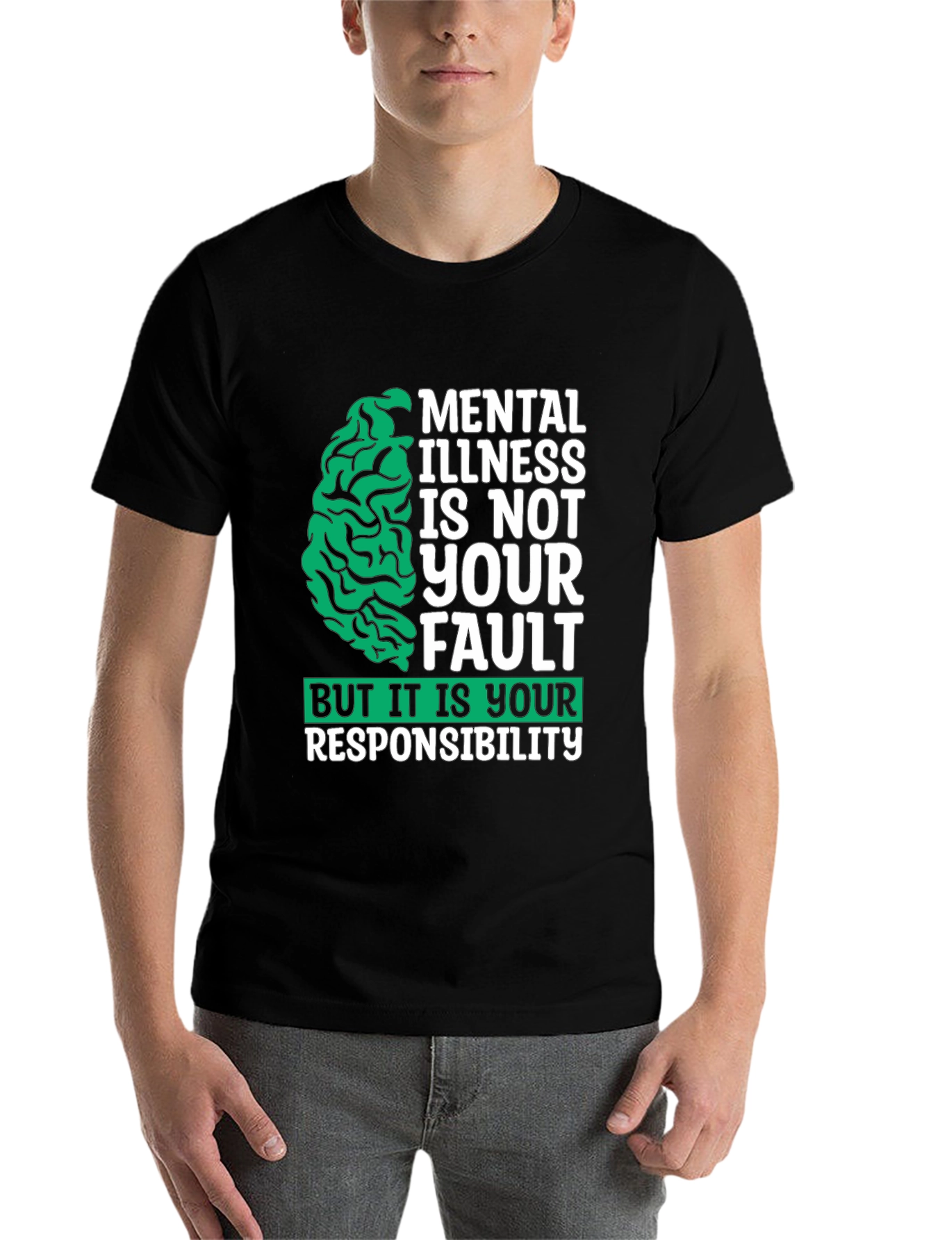 Black Mental Health Responsibility Graphic Tee view 7