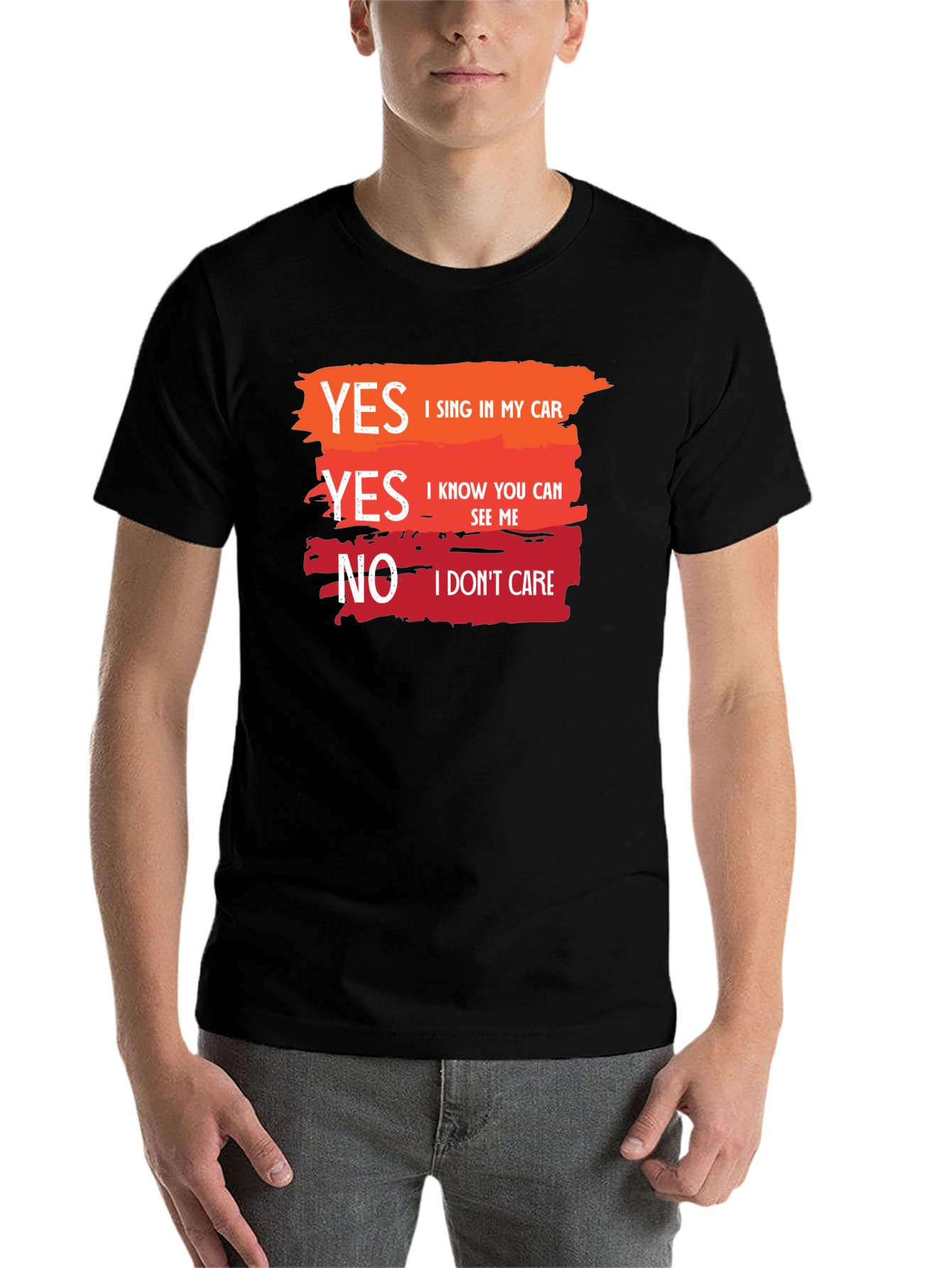 Black Yes I Sing In My Car Novelty Graphic T-Shirt view 7