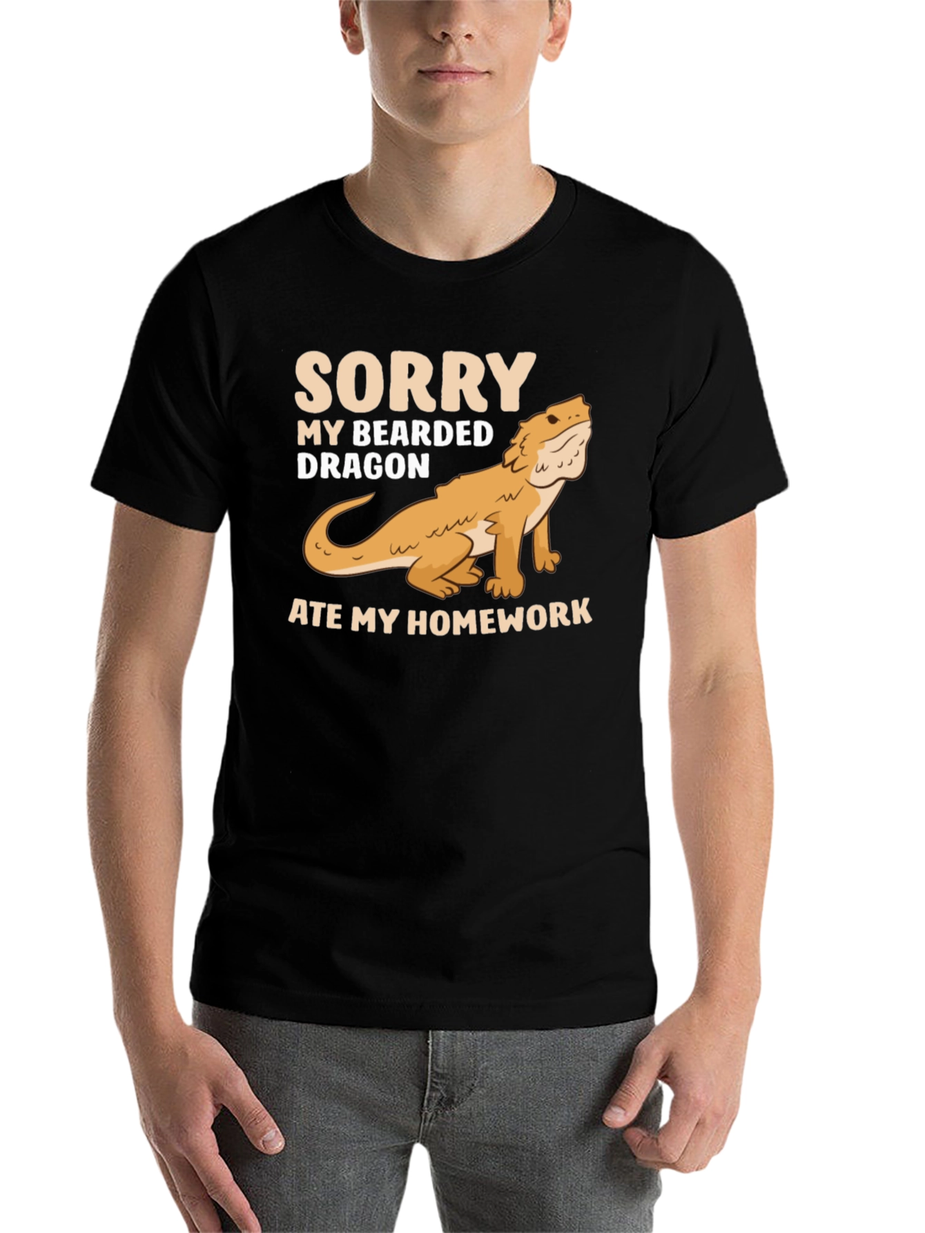 Black Bearded Dragon Ate My Homework Black T-Shirt view 7