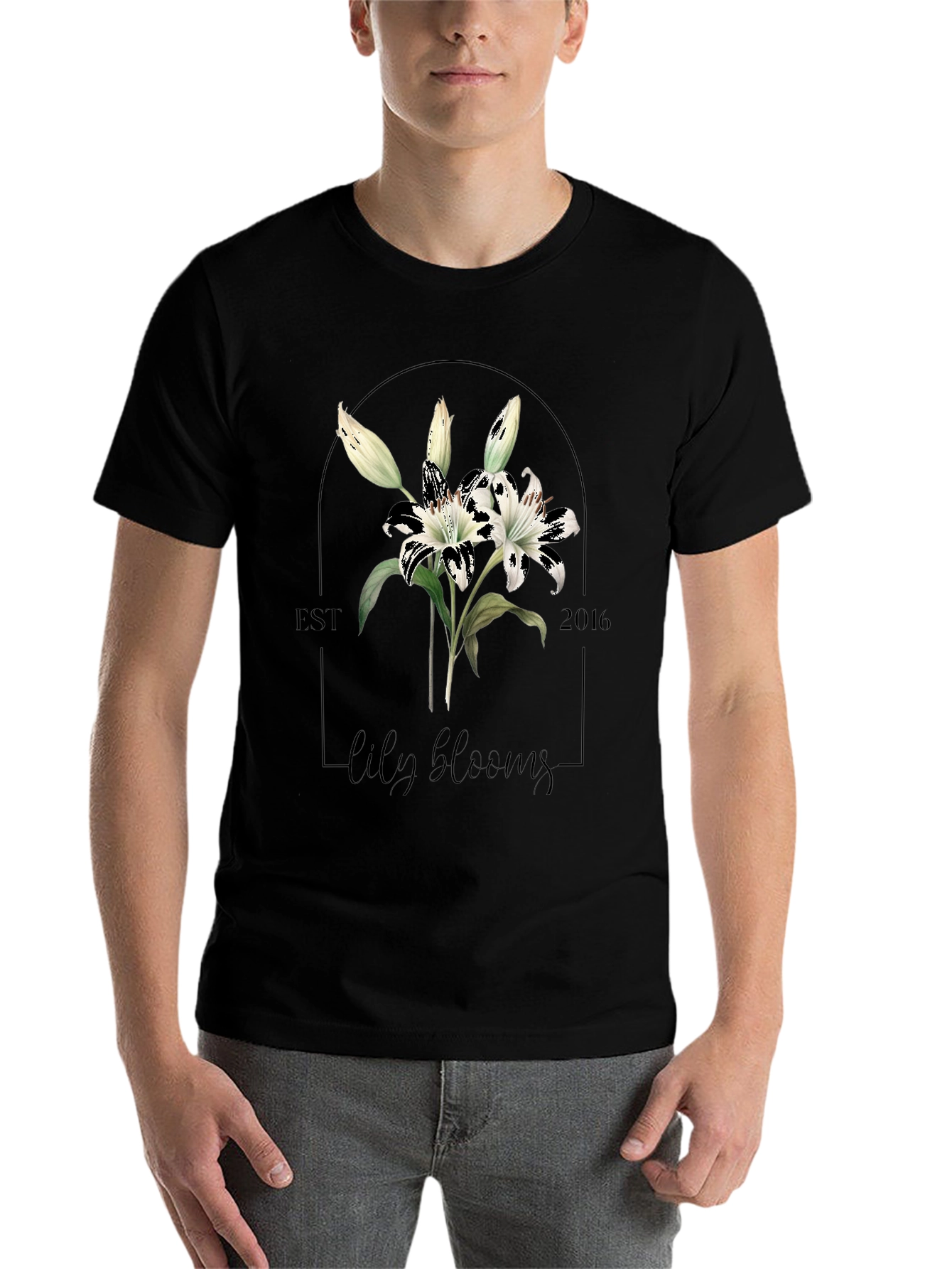 Black Lily Blooms Graphic Tee - Black view 7