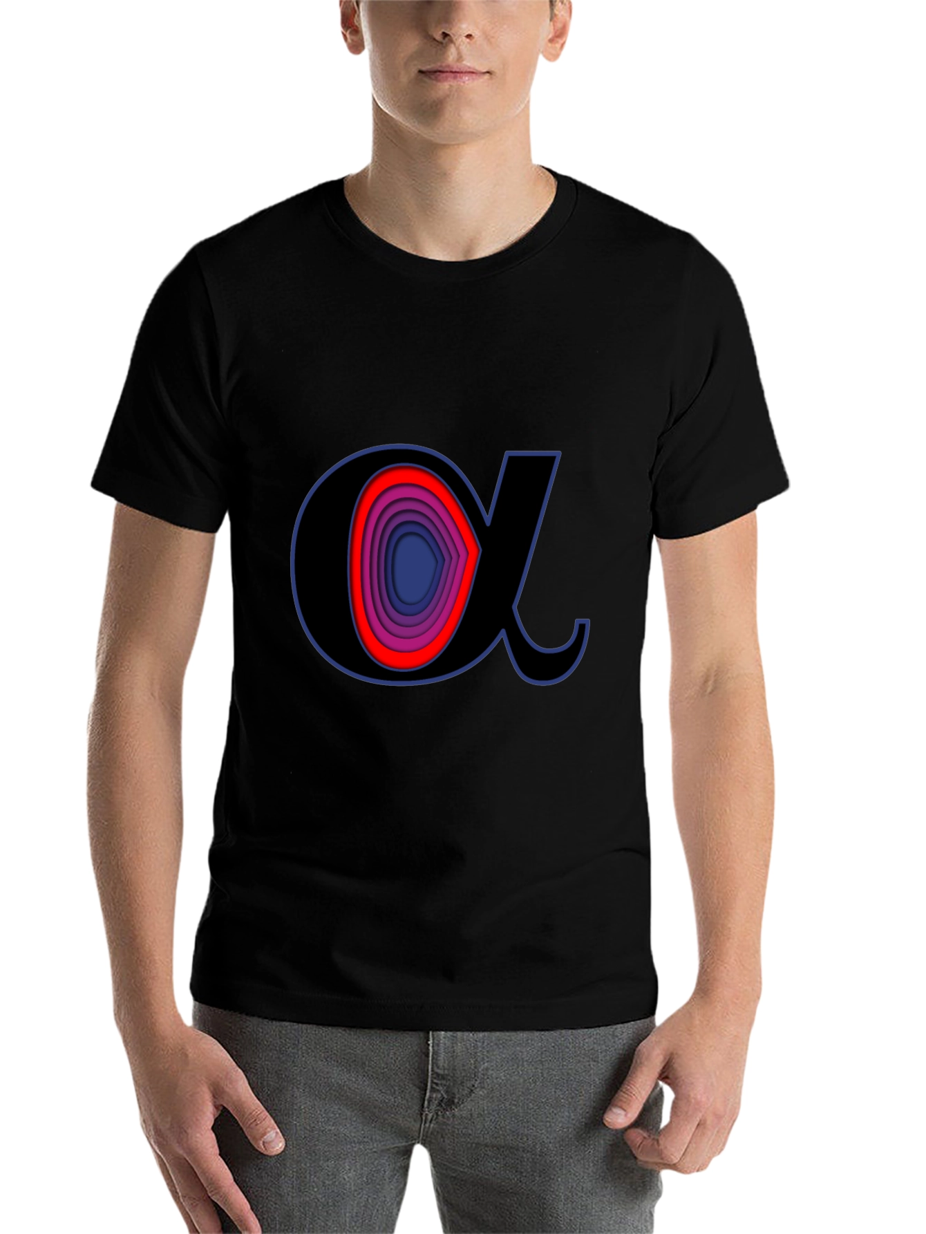 Alpha Symbol Graphic Tee - Stylish Black T-Shirt - 7