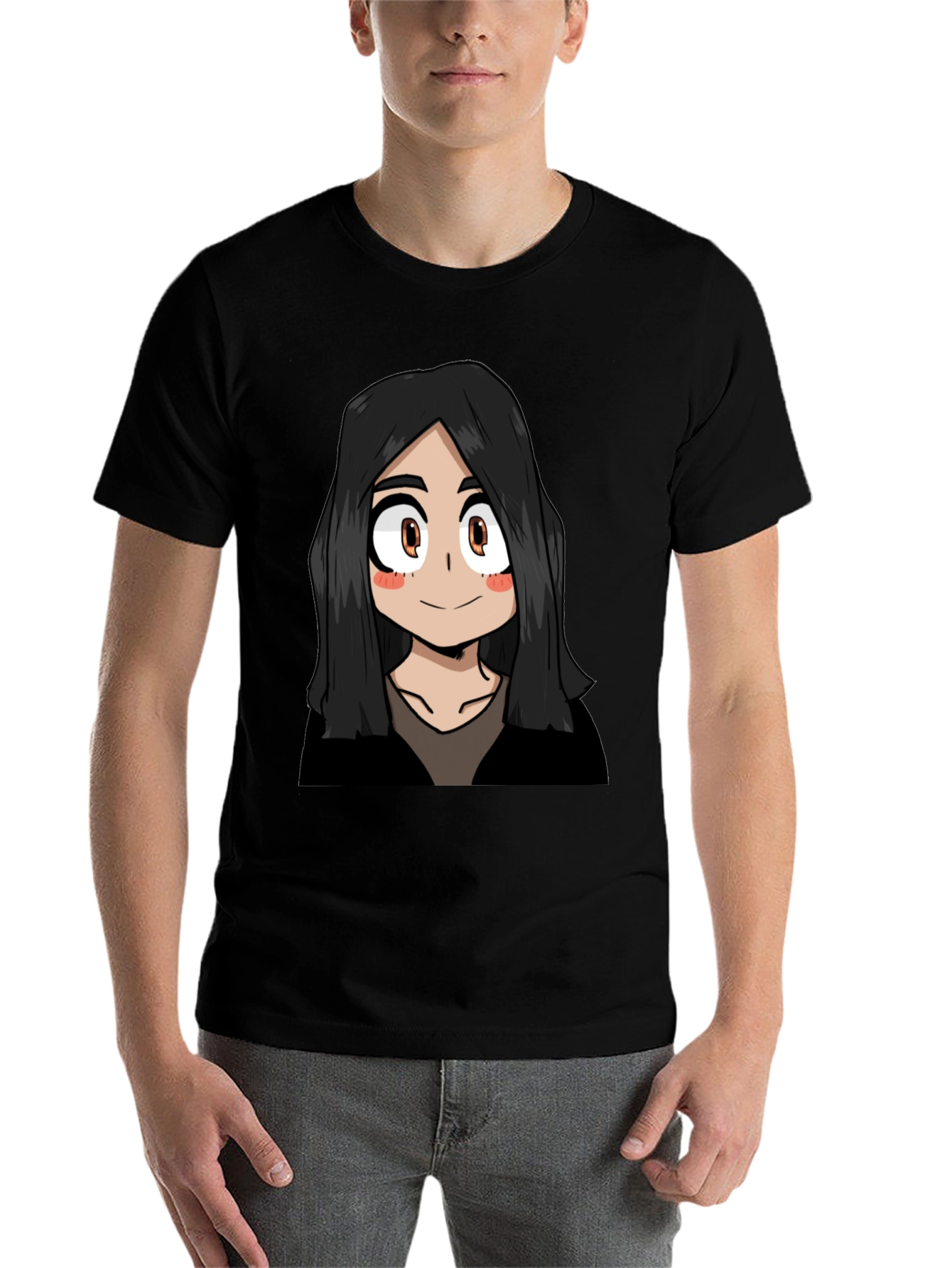 Black Anime Girl Graphic Black T-Shirt view 7