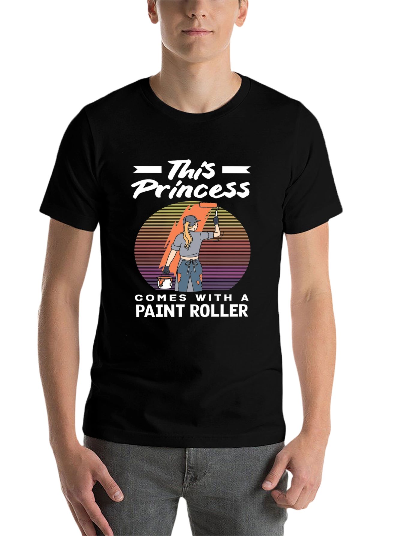 Black This Princess Comes With A Paint Roller T-Shirt view 7