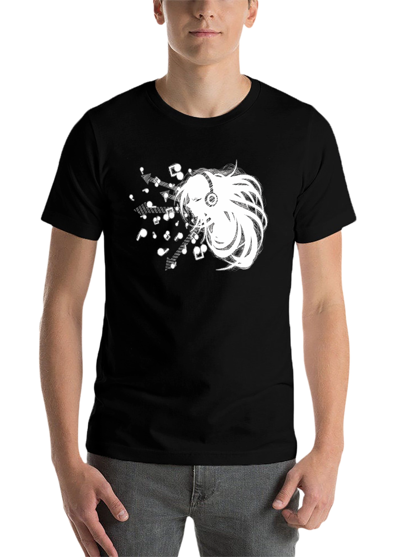 Black Anime Music Lover Black T-Shirt view 7