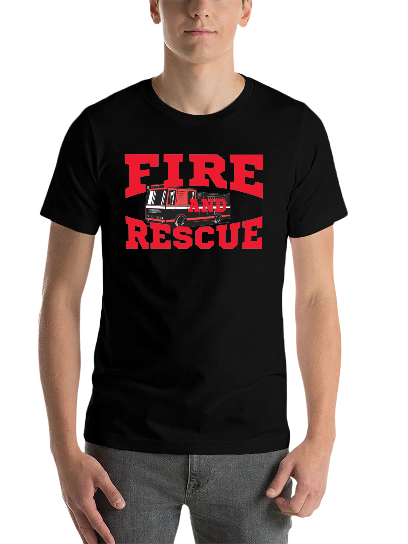 Black Fire and Rescue Graphic T-Shirt view 7