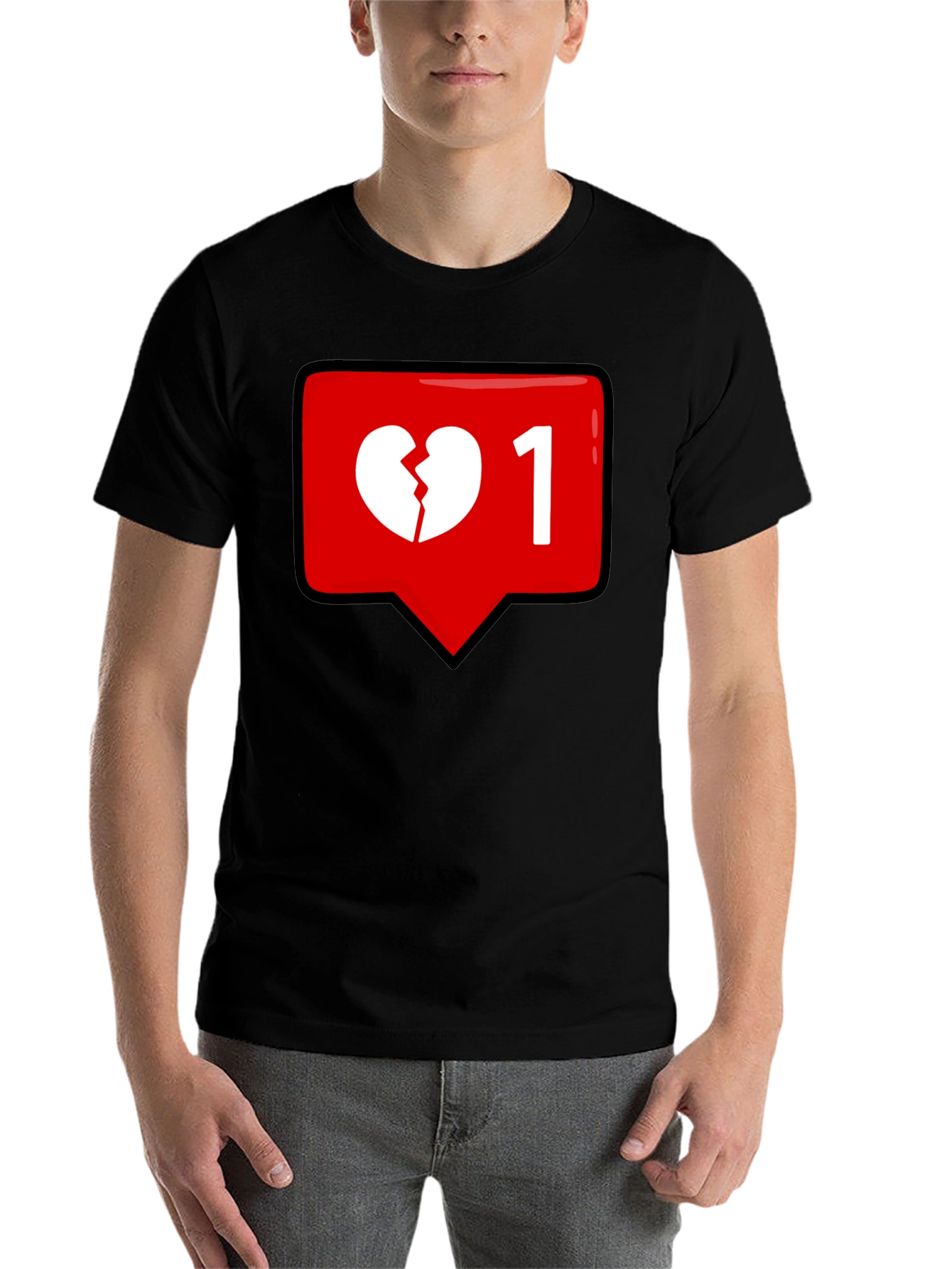 Black Broken Heart Single Like Black T-Shirt view 7