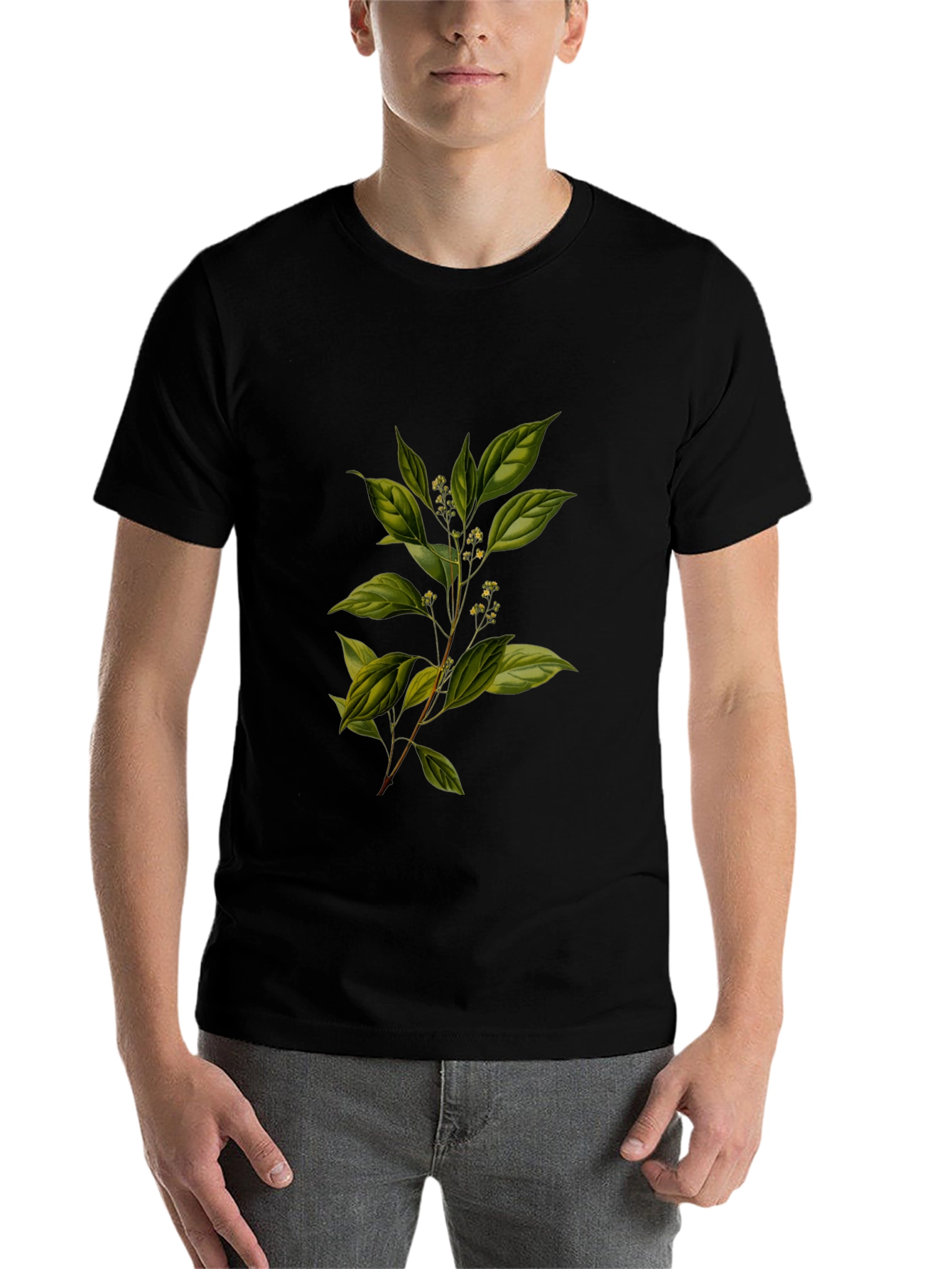 Black Botanical Print Black T-Shirt view 7