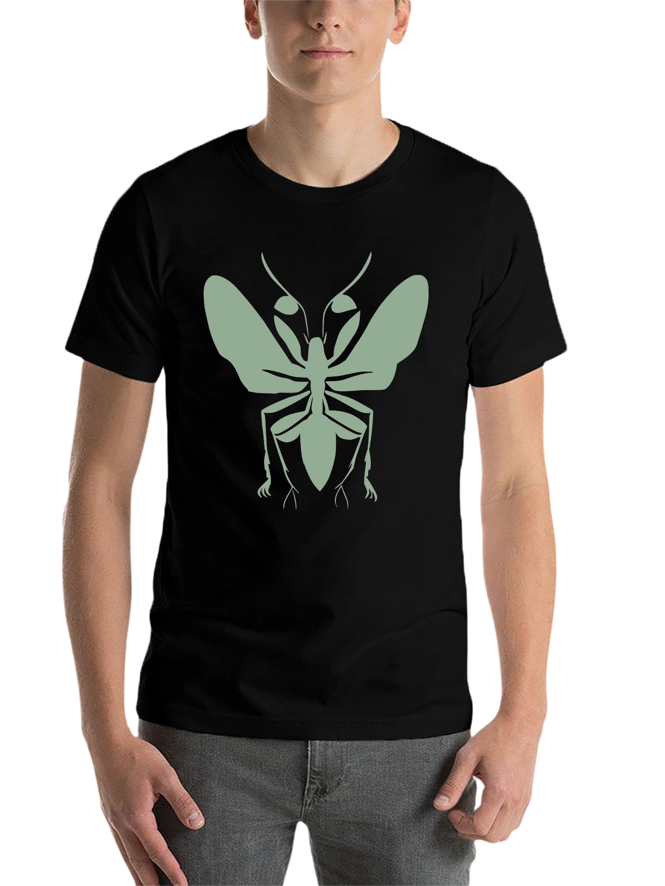 Black Insect Graphic Tee - Black Cotton T-Shirt view 7