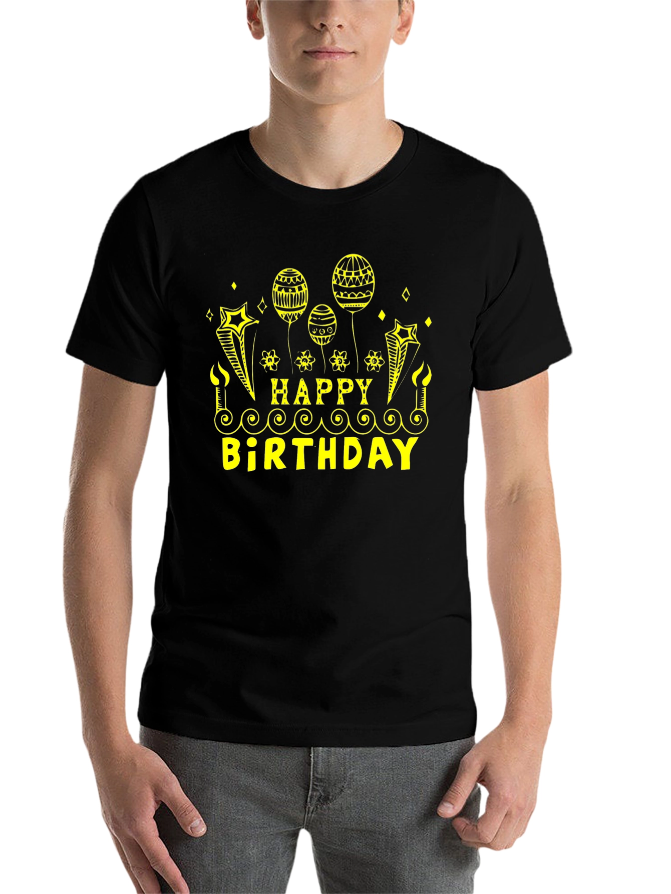 Black Happy Birthday Black T-Shirt view 7