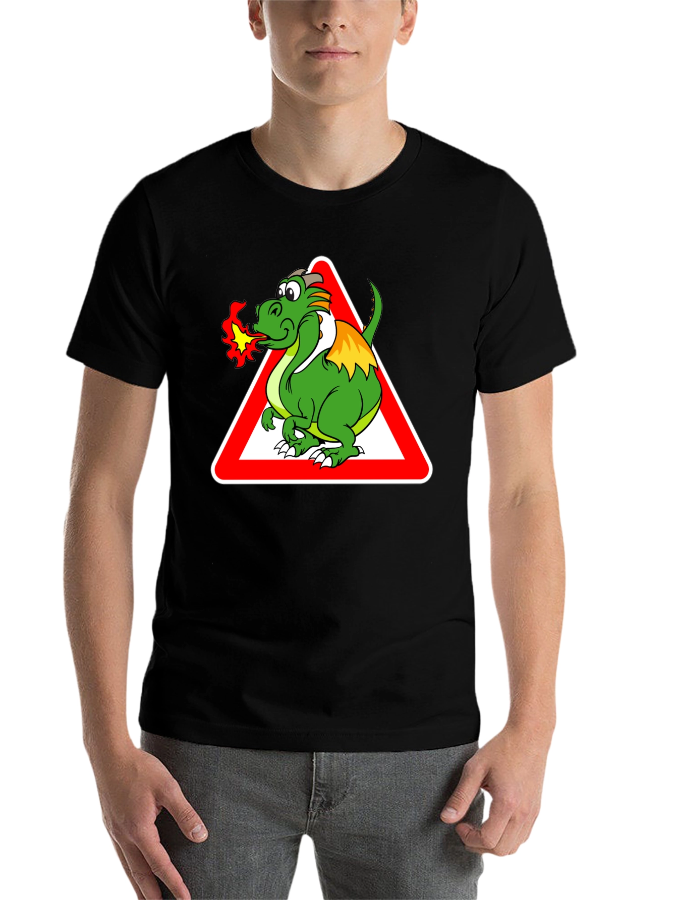 Black Dragon Warning Sign Graphic Tee - Black view 7