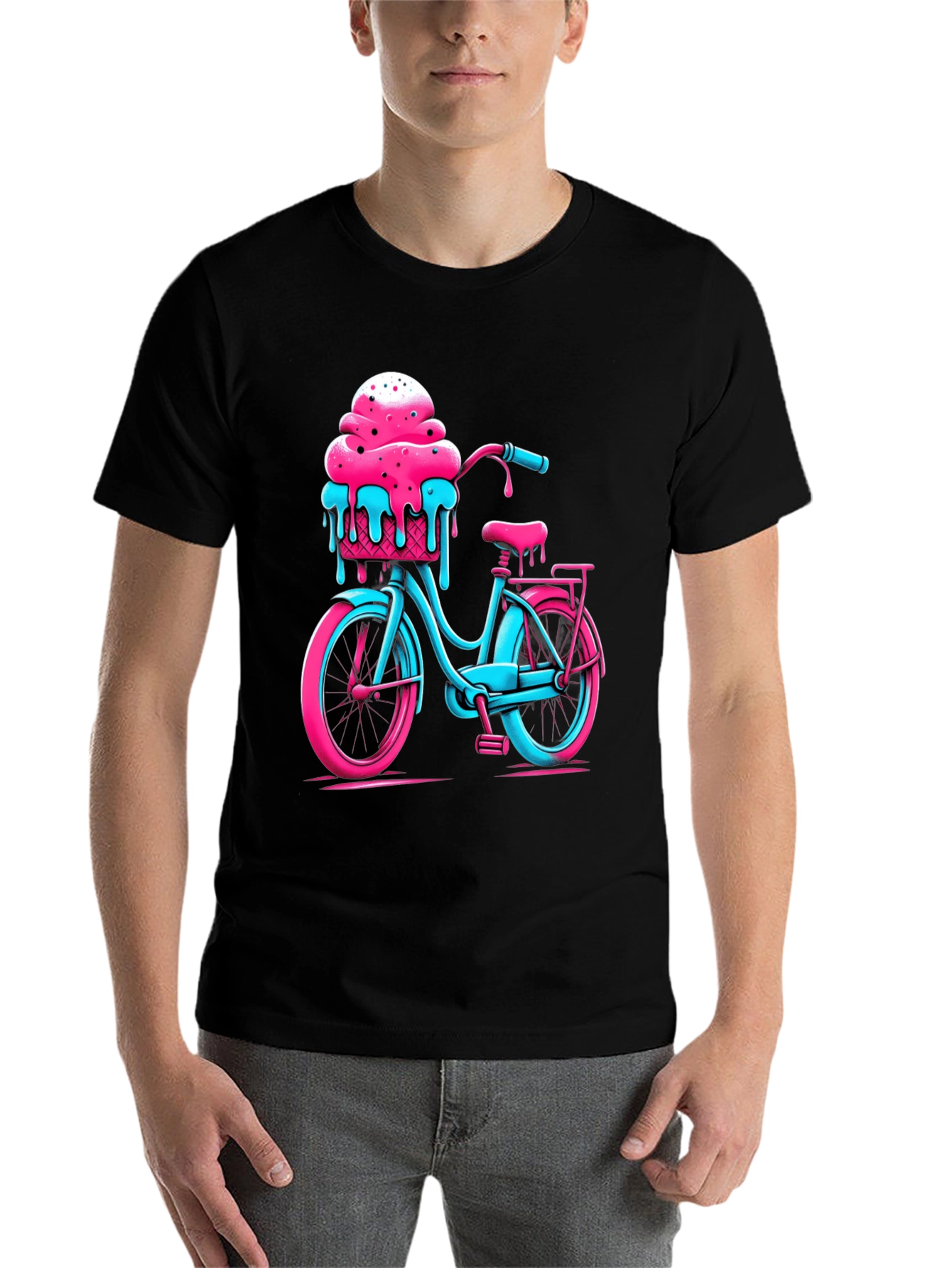 Black Ice Cream Bike Graphic Tee - Cool Summer Vibes view 7