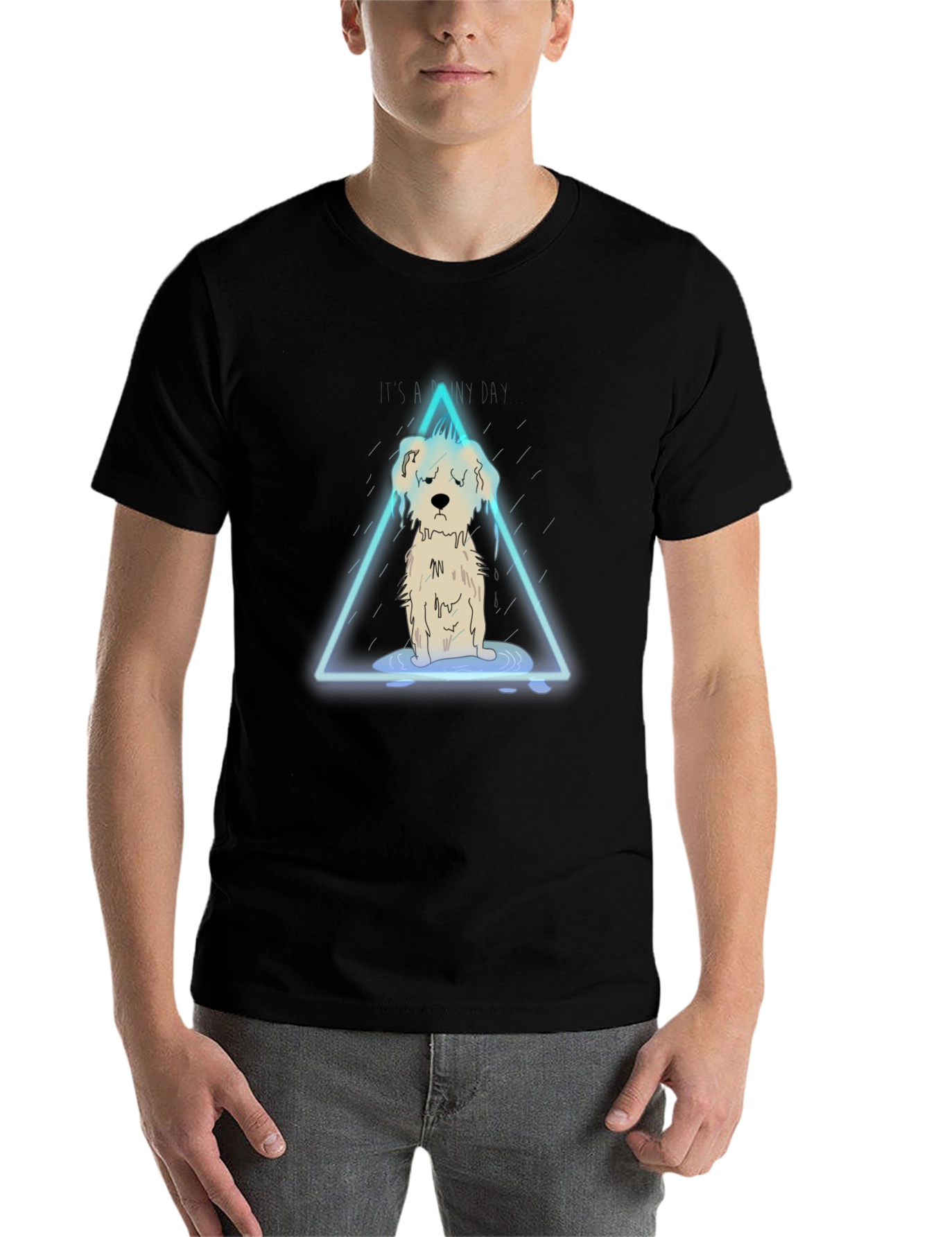Black Sad Dog Graphic Tee - Rainy Day Vibes view 7