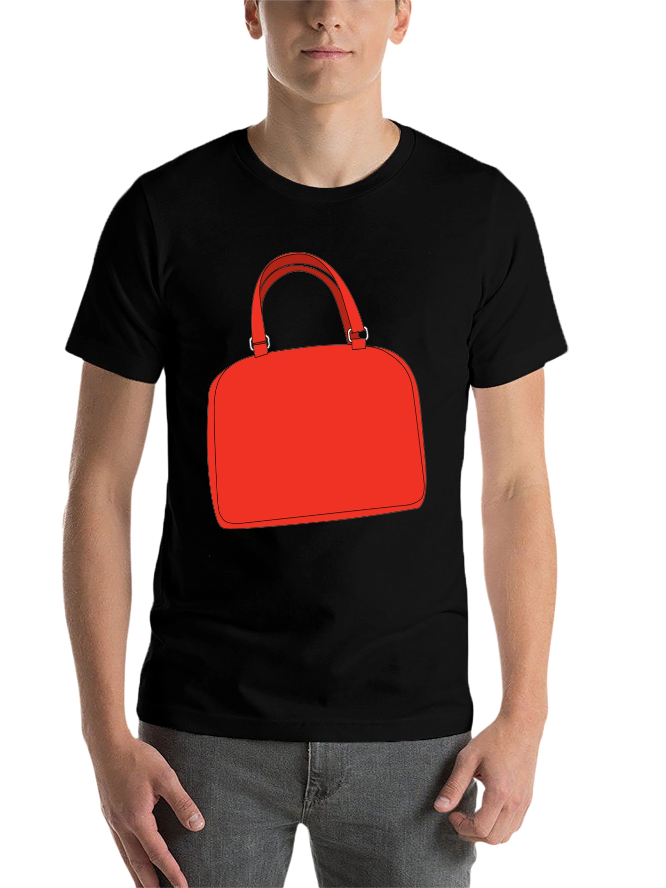 Black Red Bag Graphic Tee - Stylish Black T-Shirt view 7