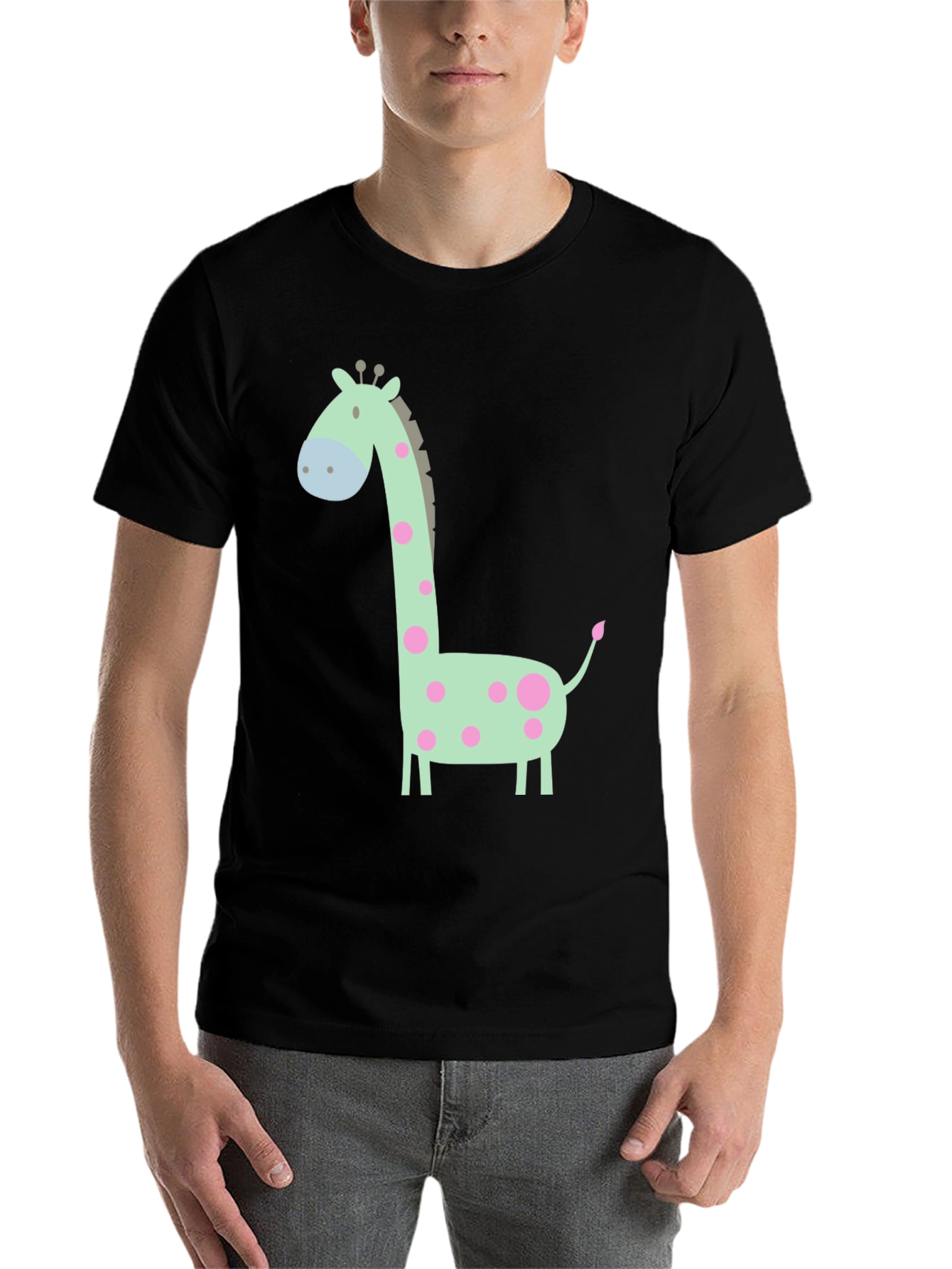 Black Giraffe Graphic Tee - Cute Cartoon Animal Shirt view 7
