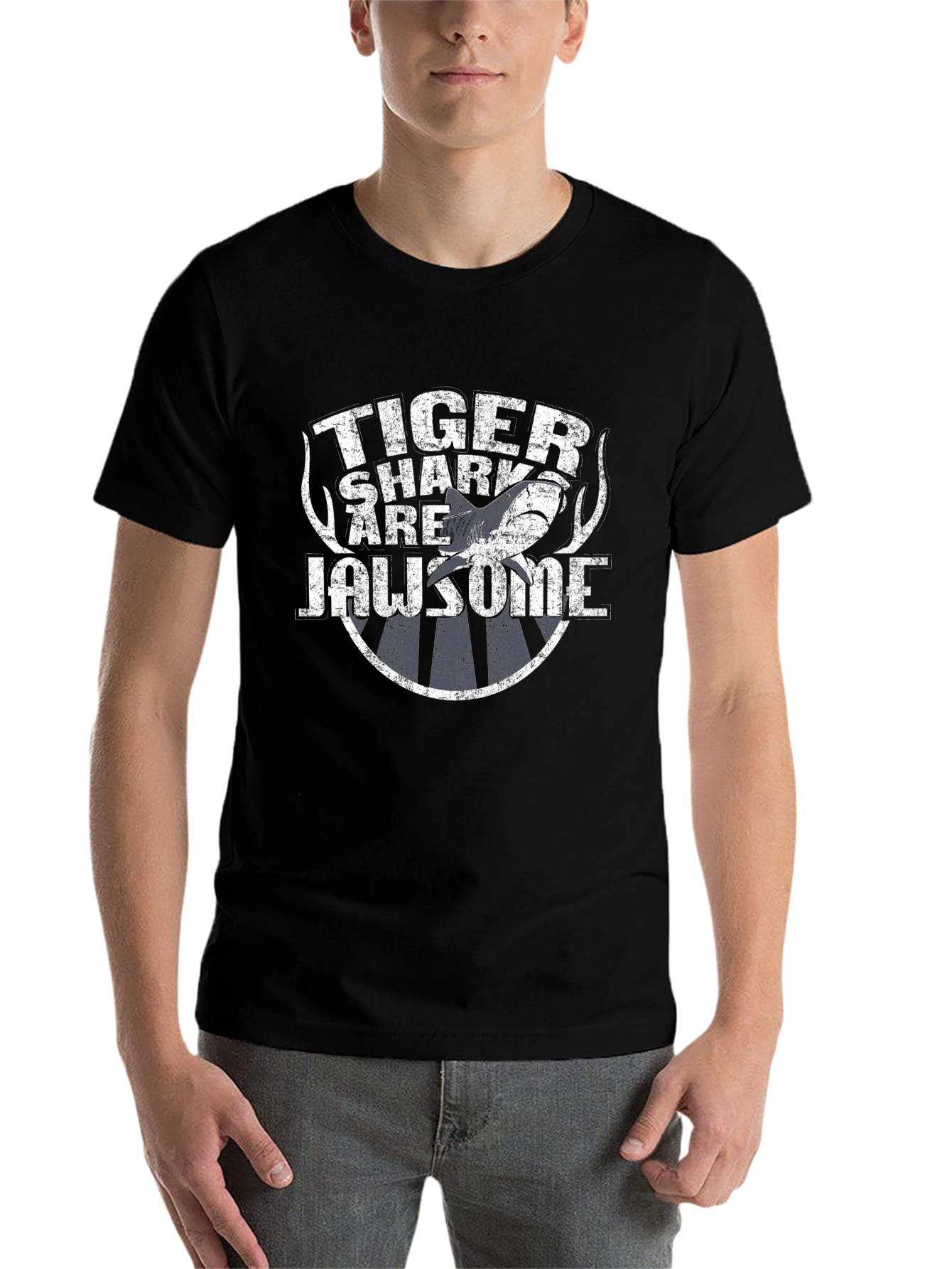 Black Tiger Shark Jawsome Graphic T-Shirt - Black view 7