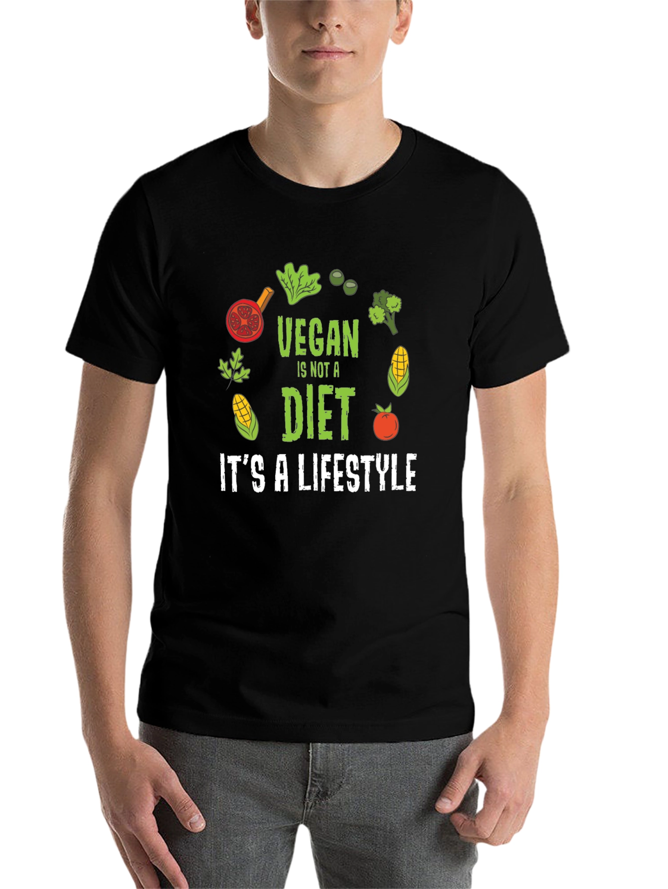 Black Vegan Lifestyle Graphic T-Shirt - Black view 7