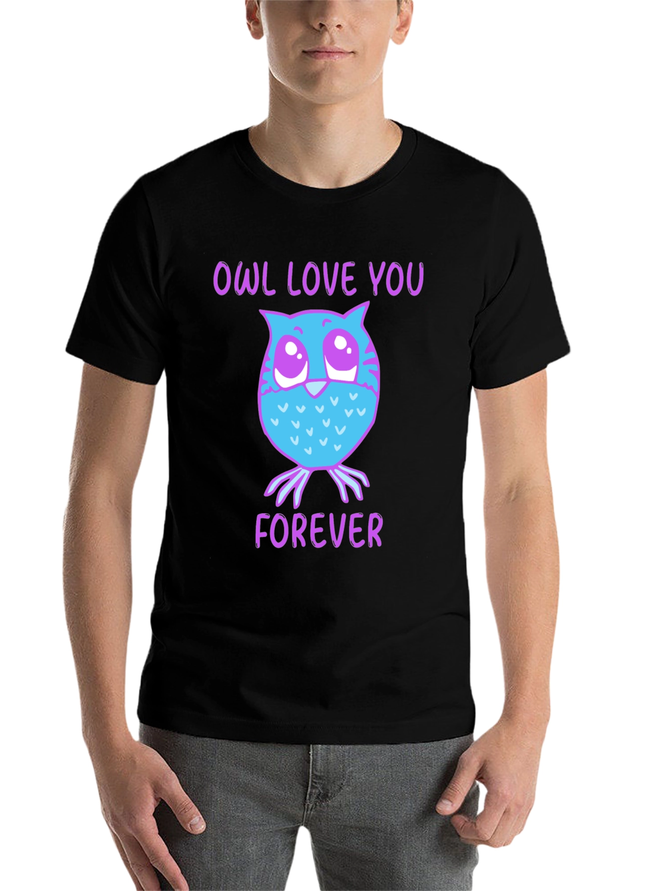 Black Owl Love You Forever Graphic T-Shirt view 7
