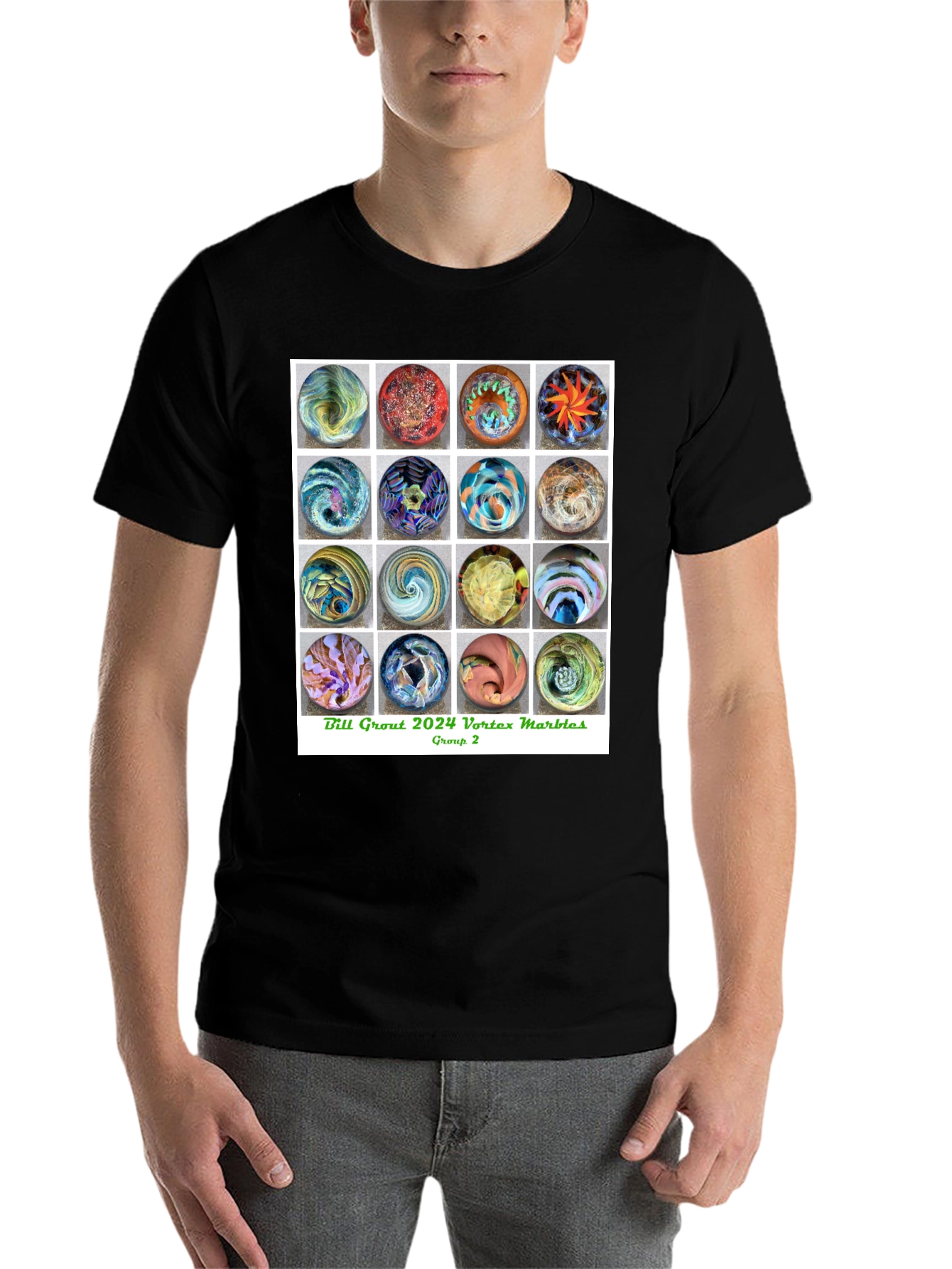 Black Vortex Marbles Graphic T-Shirt view 7